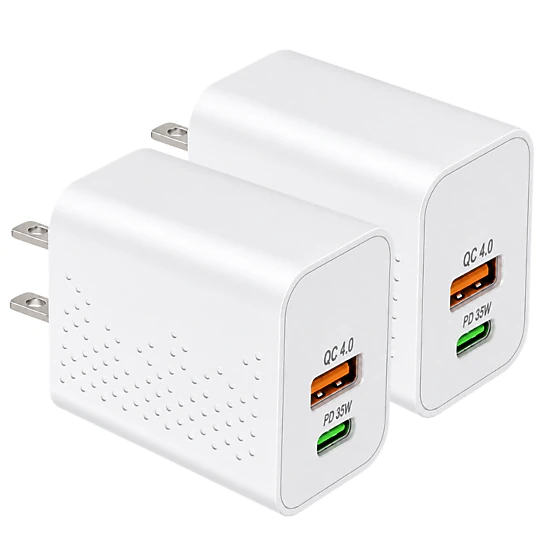 Qixxronics Fast Charger 35W USB A USB C Charger for Samsung Galaxy S26 S25 S24 S23, A17 A35 A55 A54, Z Flip, Z Flop (2PCS)