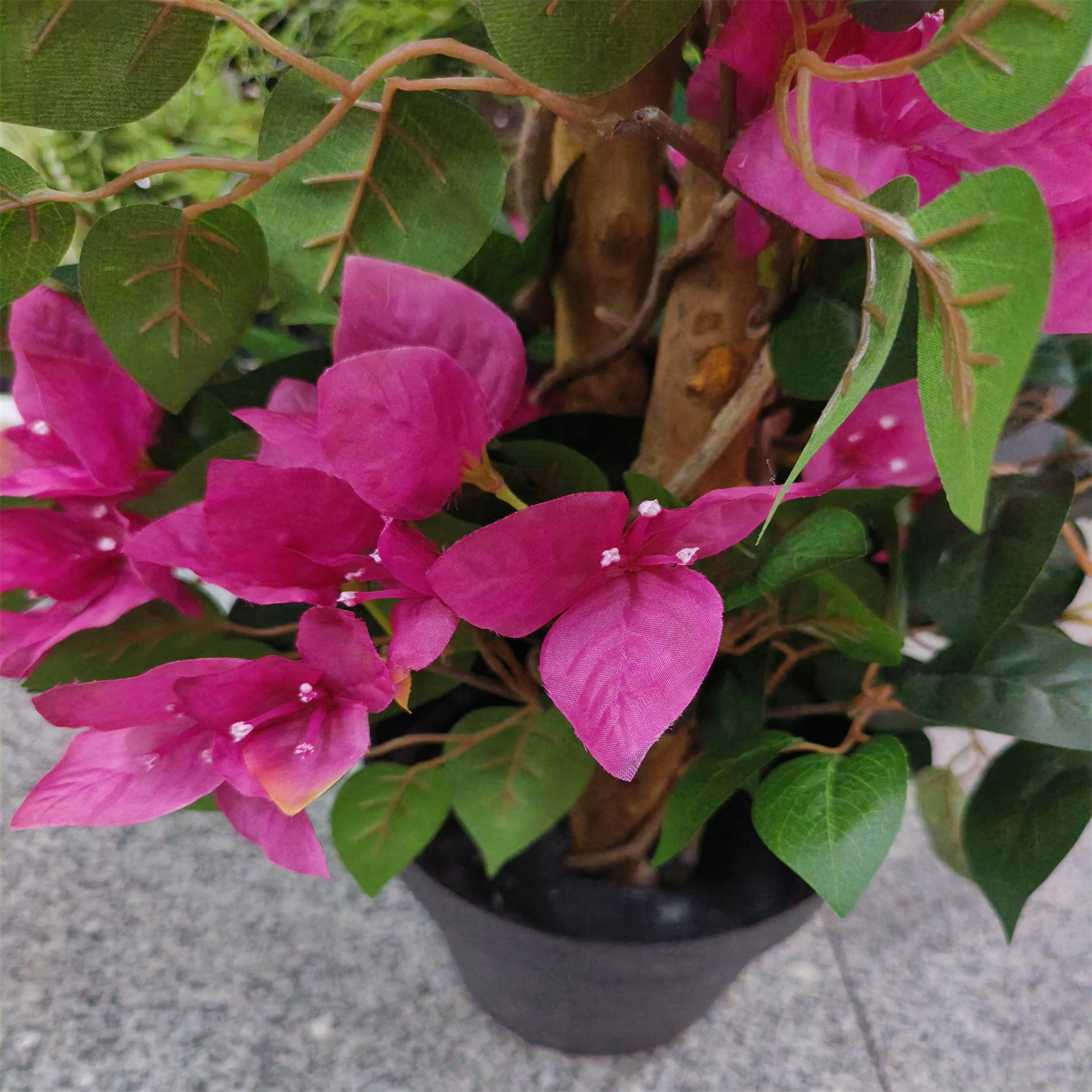 49in Artificial Bougainvillea Tree with Flowers, Realistic Faux Blooming Tree in Pot, Silk Flower Fake Plant