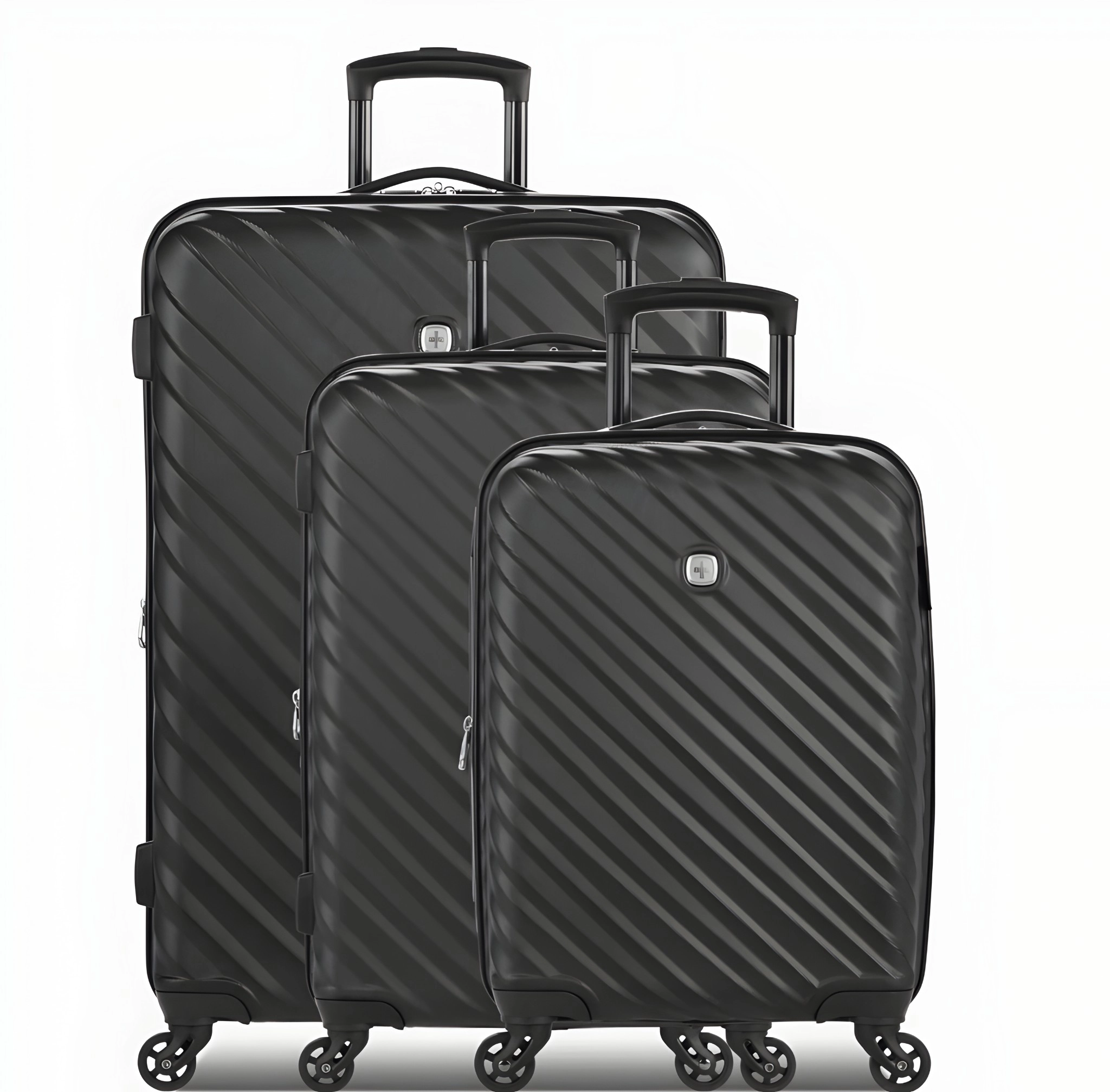 SwissGear Lightweight Expandable Spinner, Black Wave, 3-Piece Set