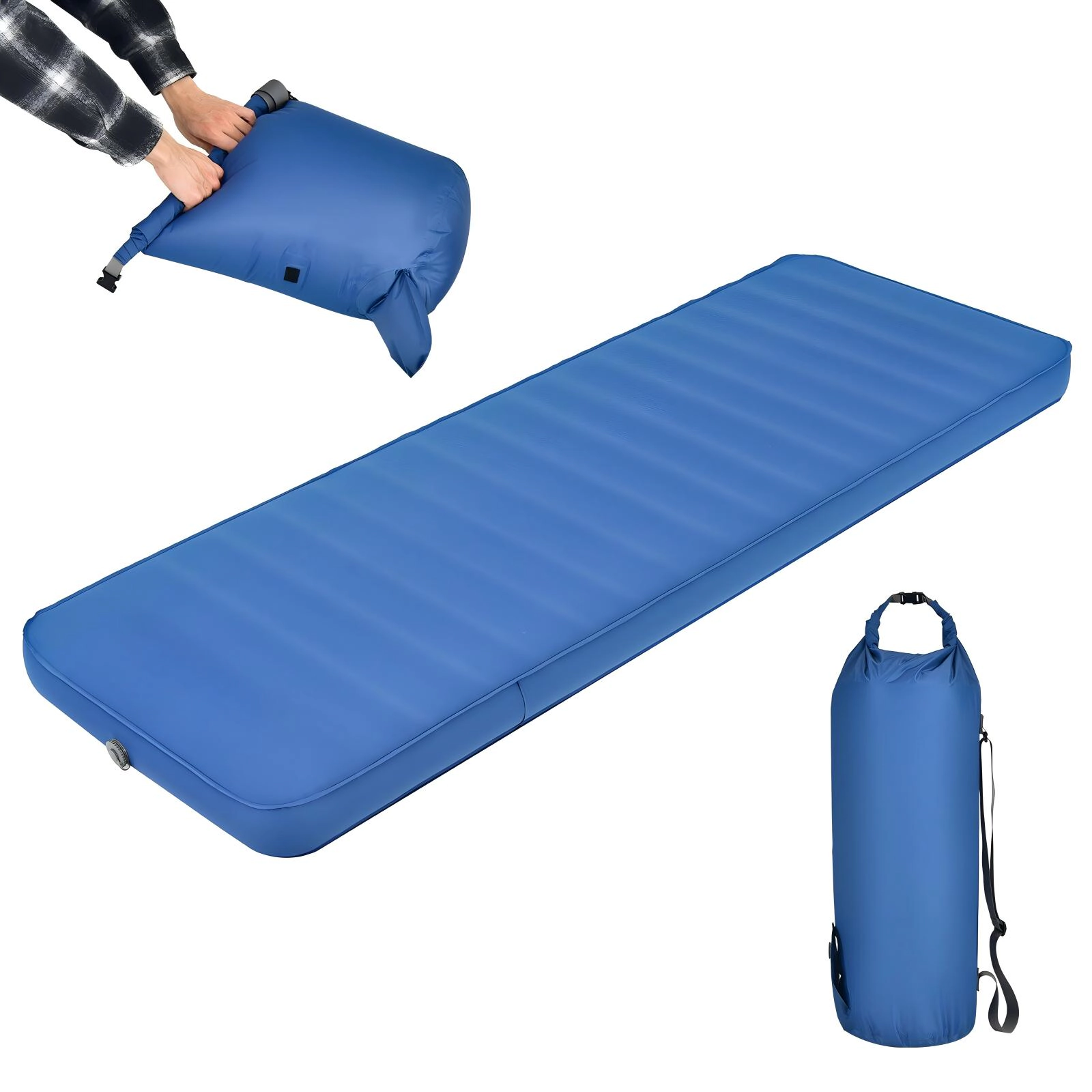SUGIFT 81-in Self-Inflating Camping Air Mattress 4-in Foam Camp Bed Roll with Storage Sack for Tent Travel