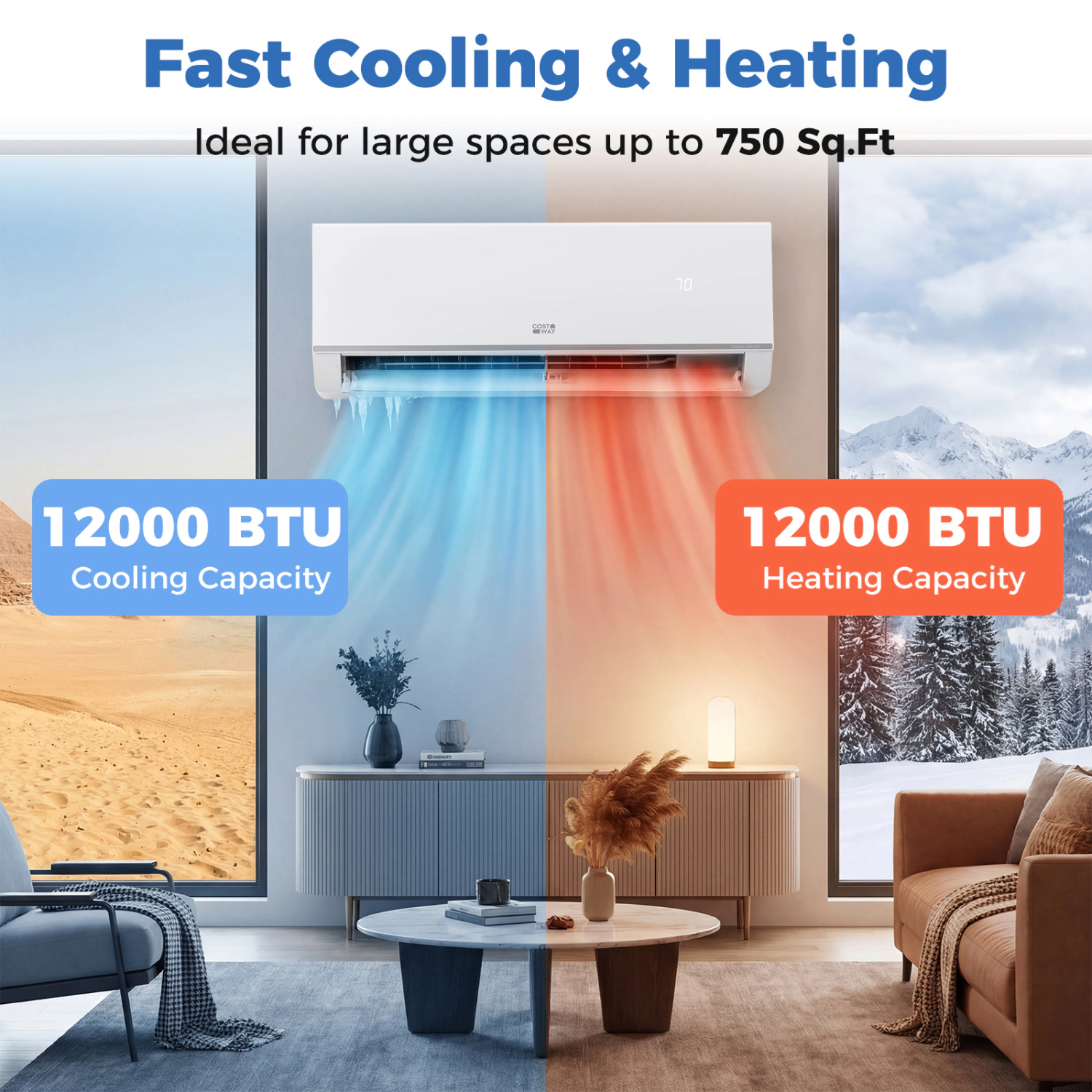 LJG Blast Pro Series 12000 BTU 20 SEER2 208-230V Wifi Enabled Mini Split Air Conditioner and Heater