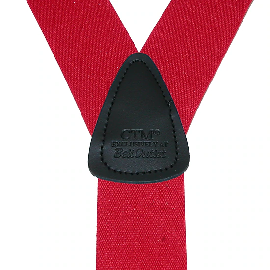 CTM Men's Elastic Button End Dress Suspenders with Silver Hardware