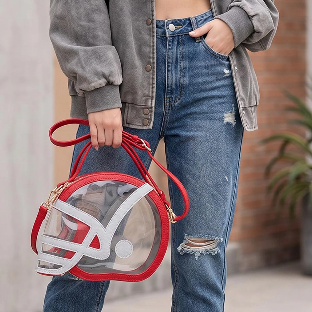 Fashnzfab Transparent Gameday Football Helmet Shaped Crossbody Hand Bag