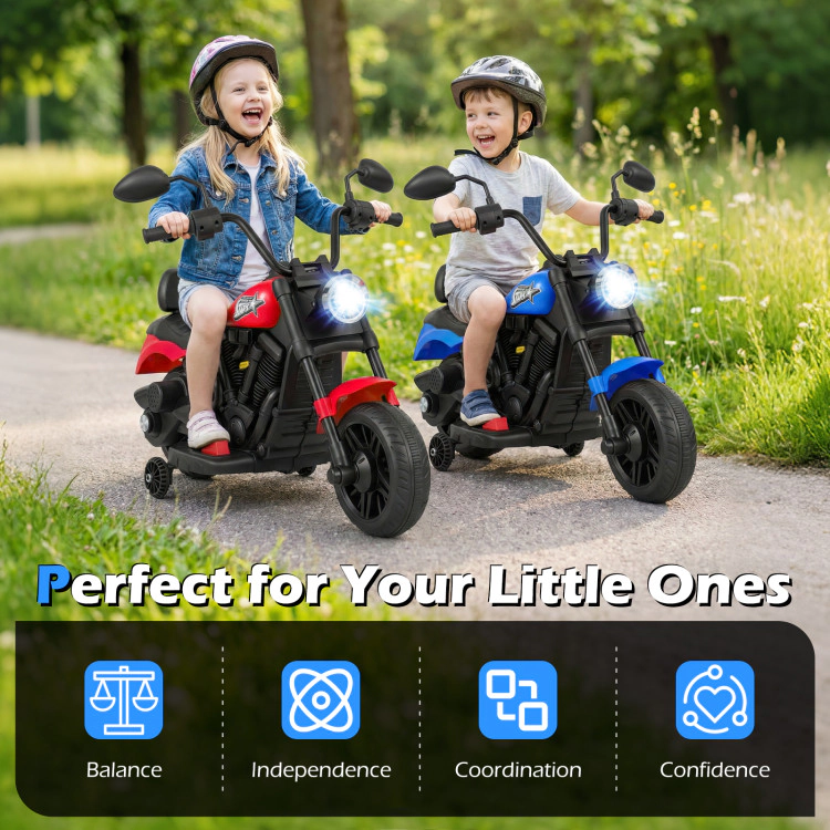 Hivvago 6V Kids Motorcycle with Headlight and Music Training Wheels