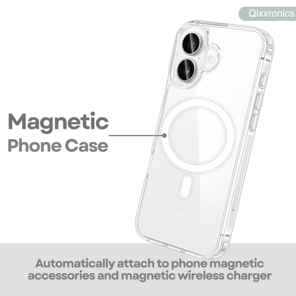 Qixxronics Magnetic Phone Cover for iPhone 16, Shockproof Magnetic Case Compatible with iPhone 16
