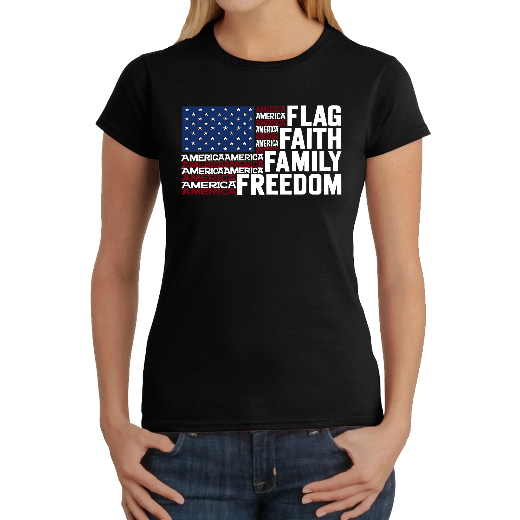 LA Pop Art Women's Word T-Shirt - Faith Flag
