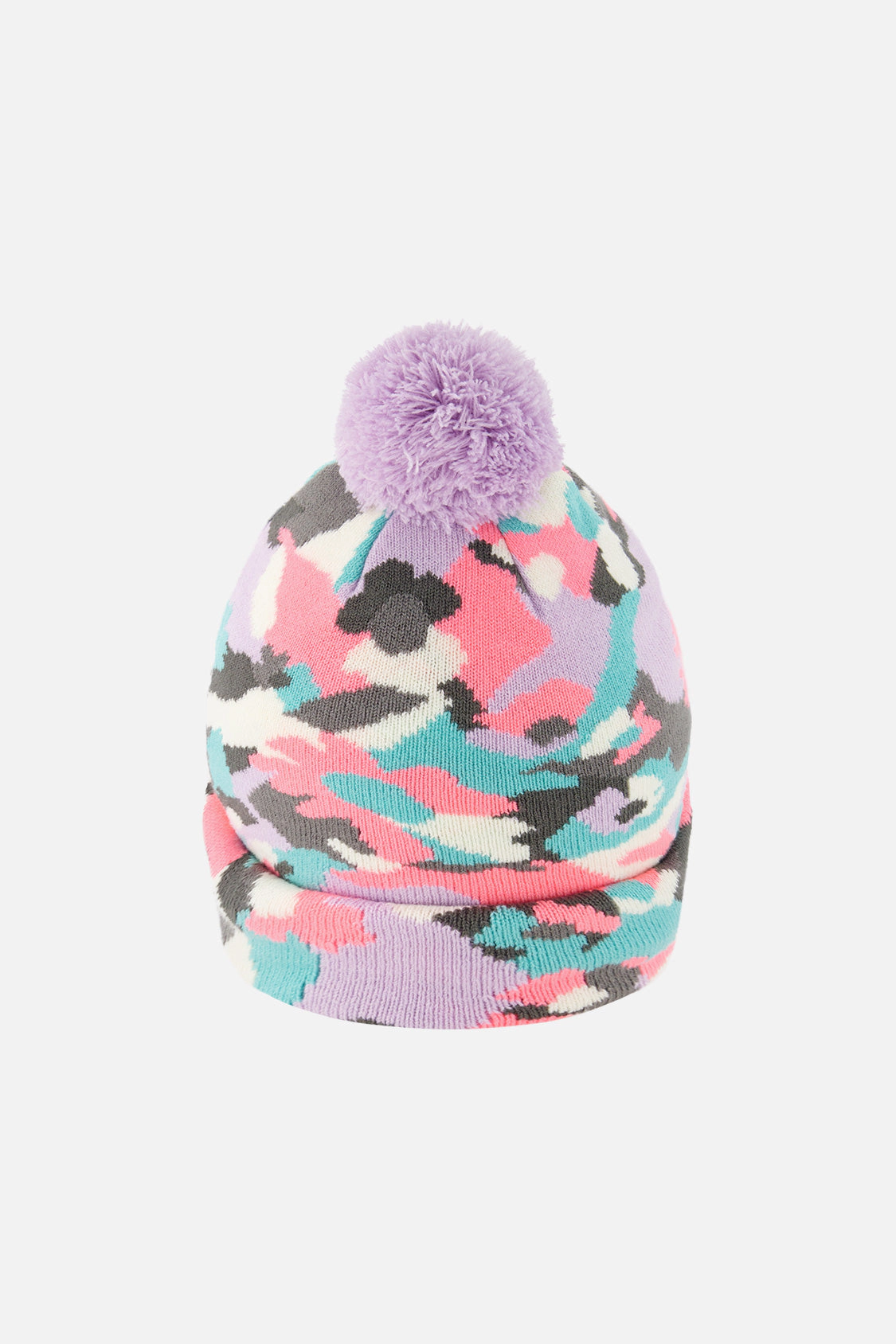 Deux par Girls Camouflage Winter Knit Hat with Pompom