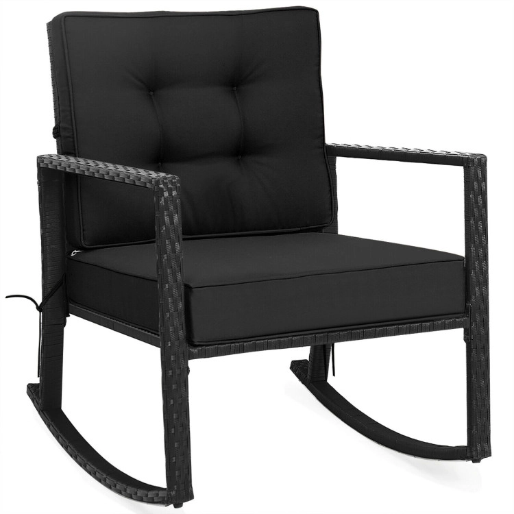 Hivvago Patio Rattan Rocker Outdoor Glider Rocking Chair Cushion Lawn