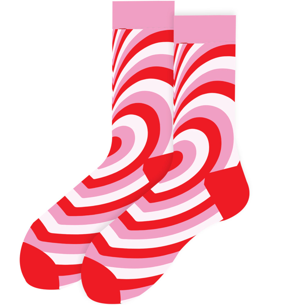 Wardrobe Whimsy 5 Pairs Women's Heart Print Crew Socks Colorful Fun Novelty Patterns Stocking