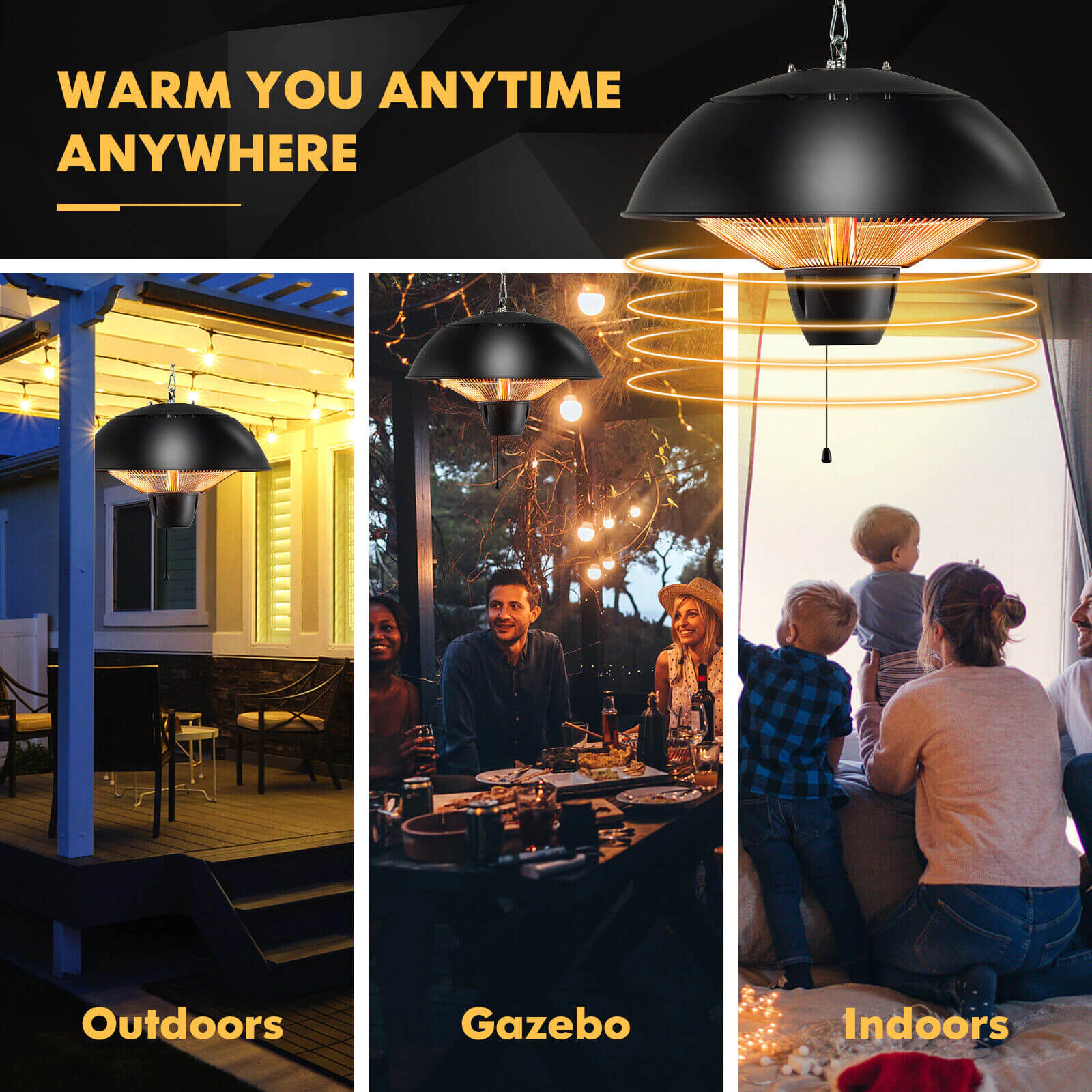 SlickBlue Electric Ceiling Mounted Patio Heater for Indoor Outdoor Use