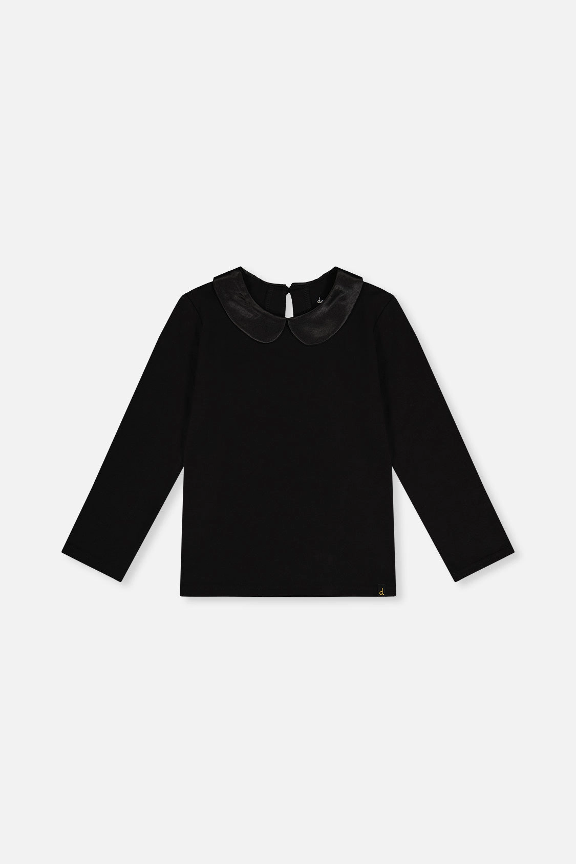 Deux par Girls Organic Cotton Long Sleeve T-Shirt with Peter Pan Collar