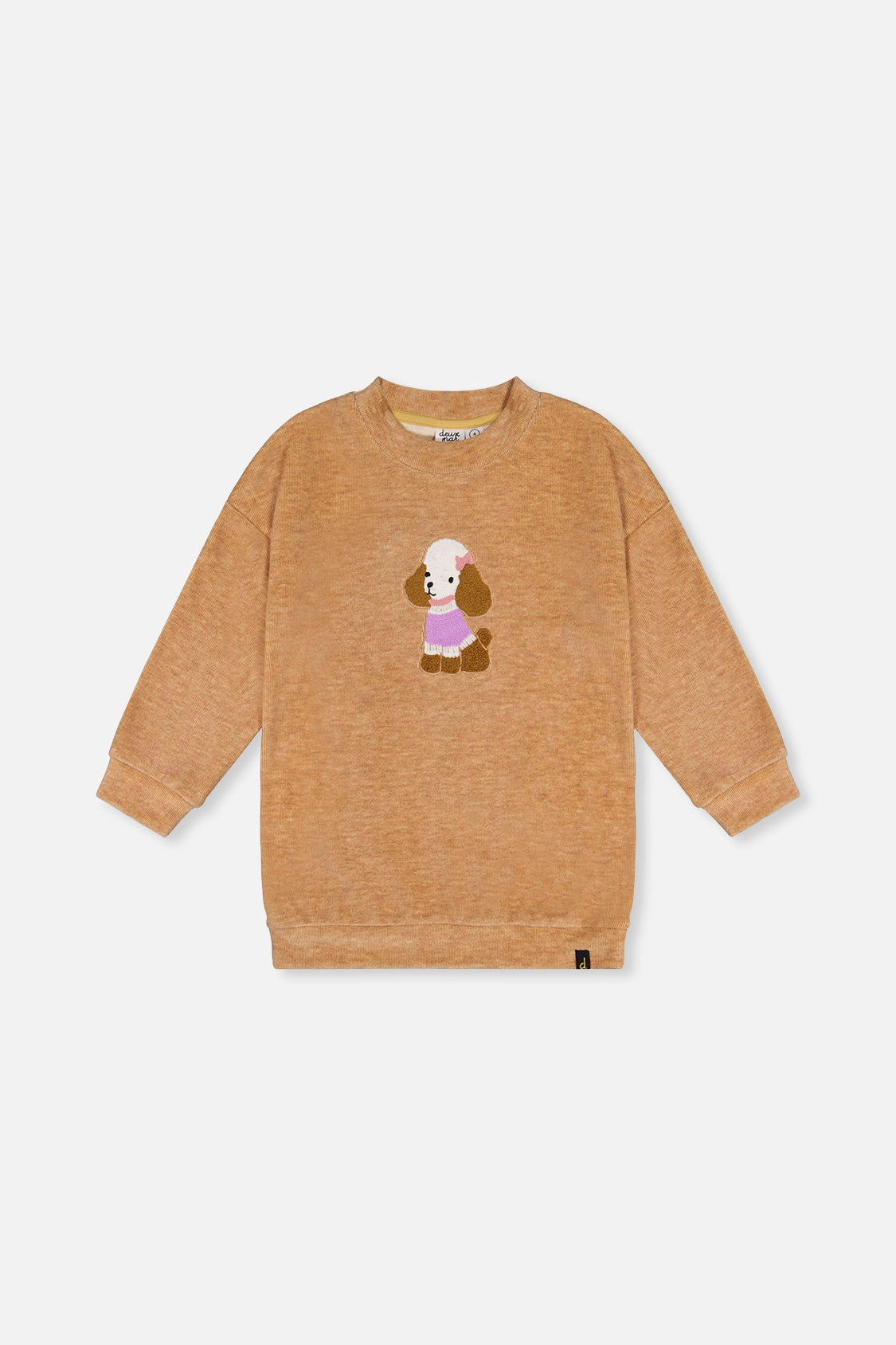 Deux par Girls Textured Poodle Appliqué Brushed Velour Tunic