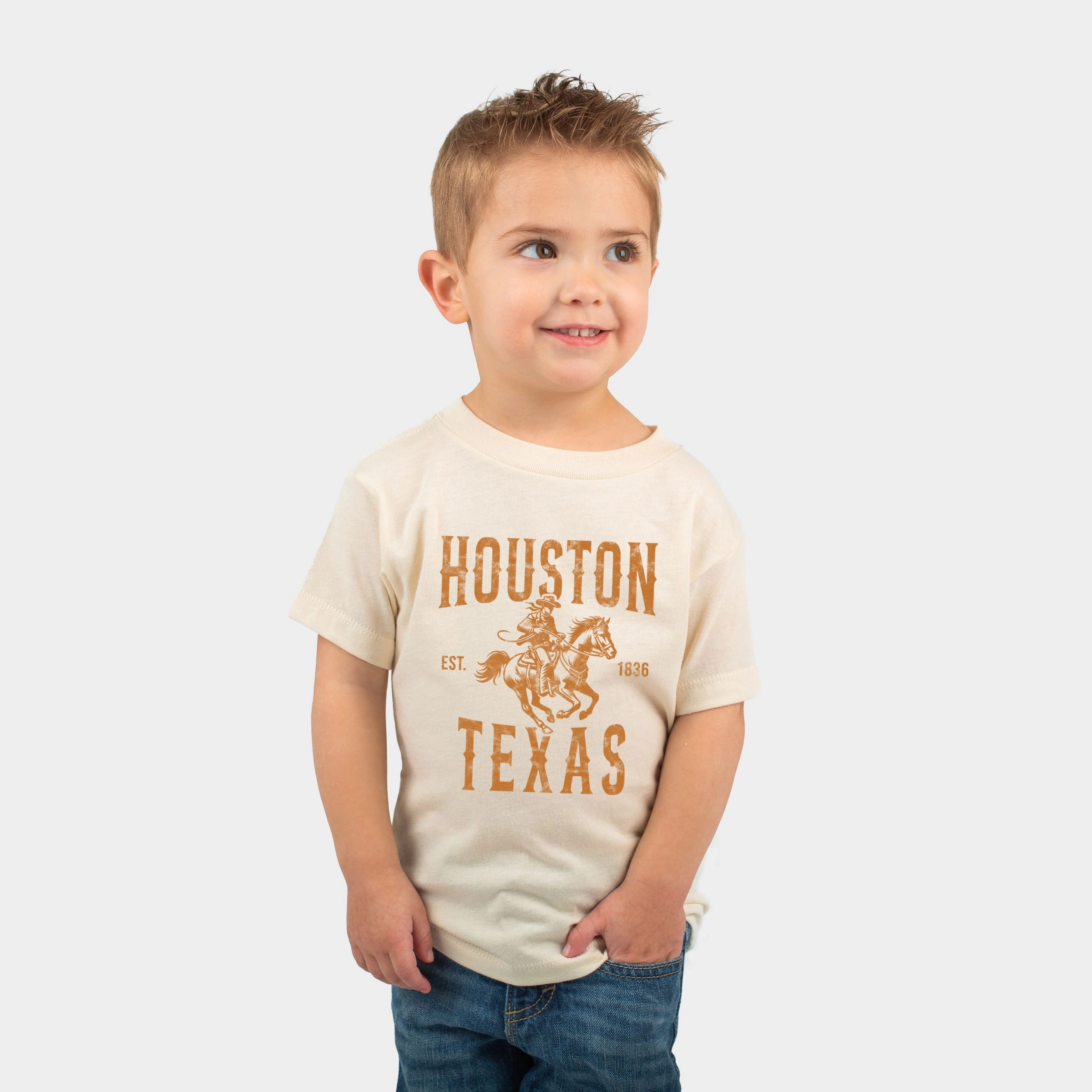 The Juniper Shop - Houston Texas Cowboy Distressed Toddler Short Sleeve Graphic T-Shirt