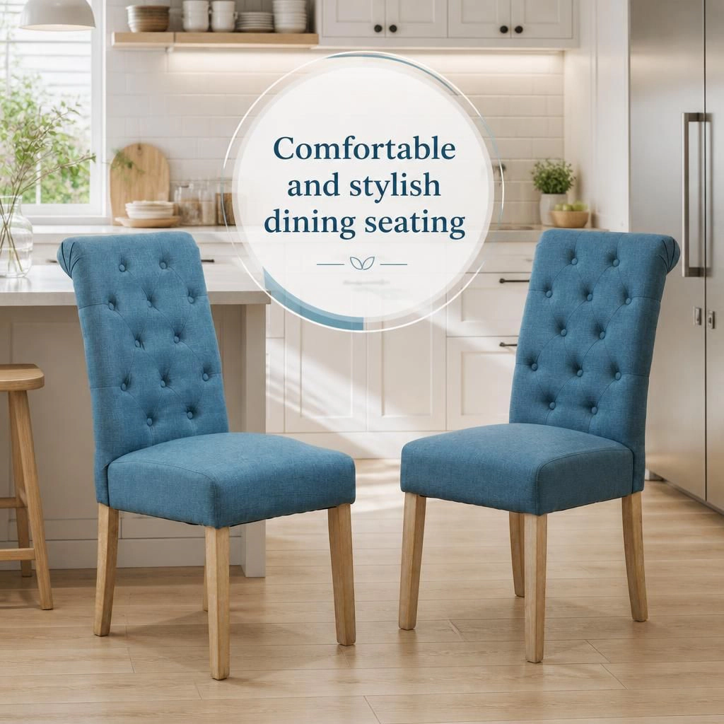 GOODSILO Upholstered Polyester Dining Chair Comfortable Seating, Set of 2