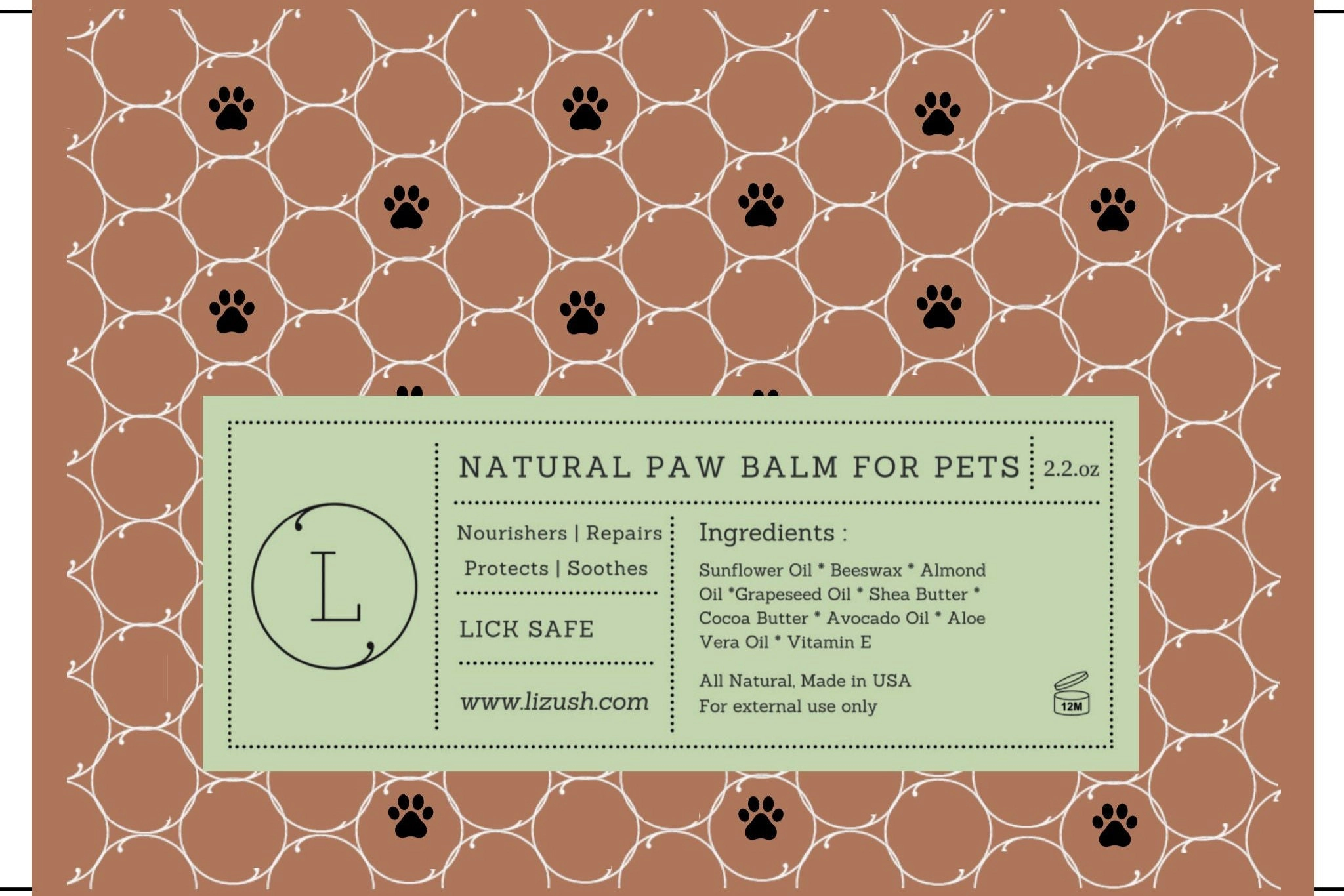 Lizush  Natural Paw Balm for Dogs and Cats