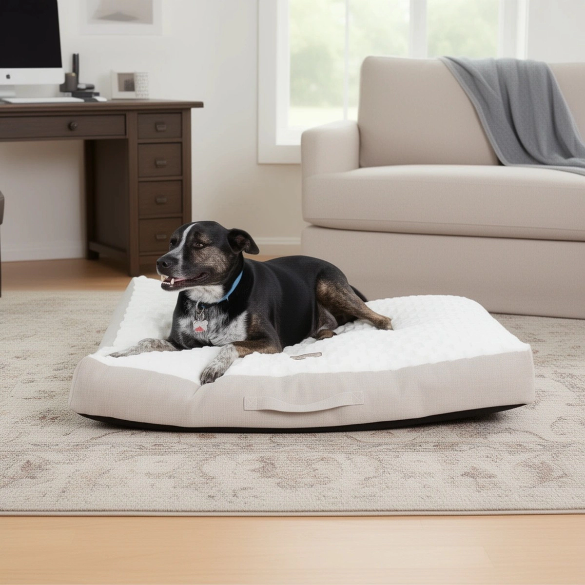 Armarkat M12HMB-MB-L Crate Mat with Poly Fill Cushion & Removable Cover Dog Bed - Large