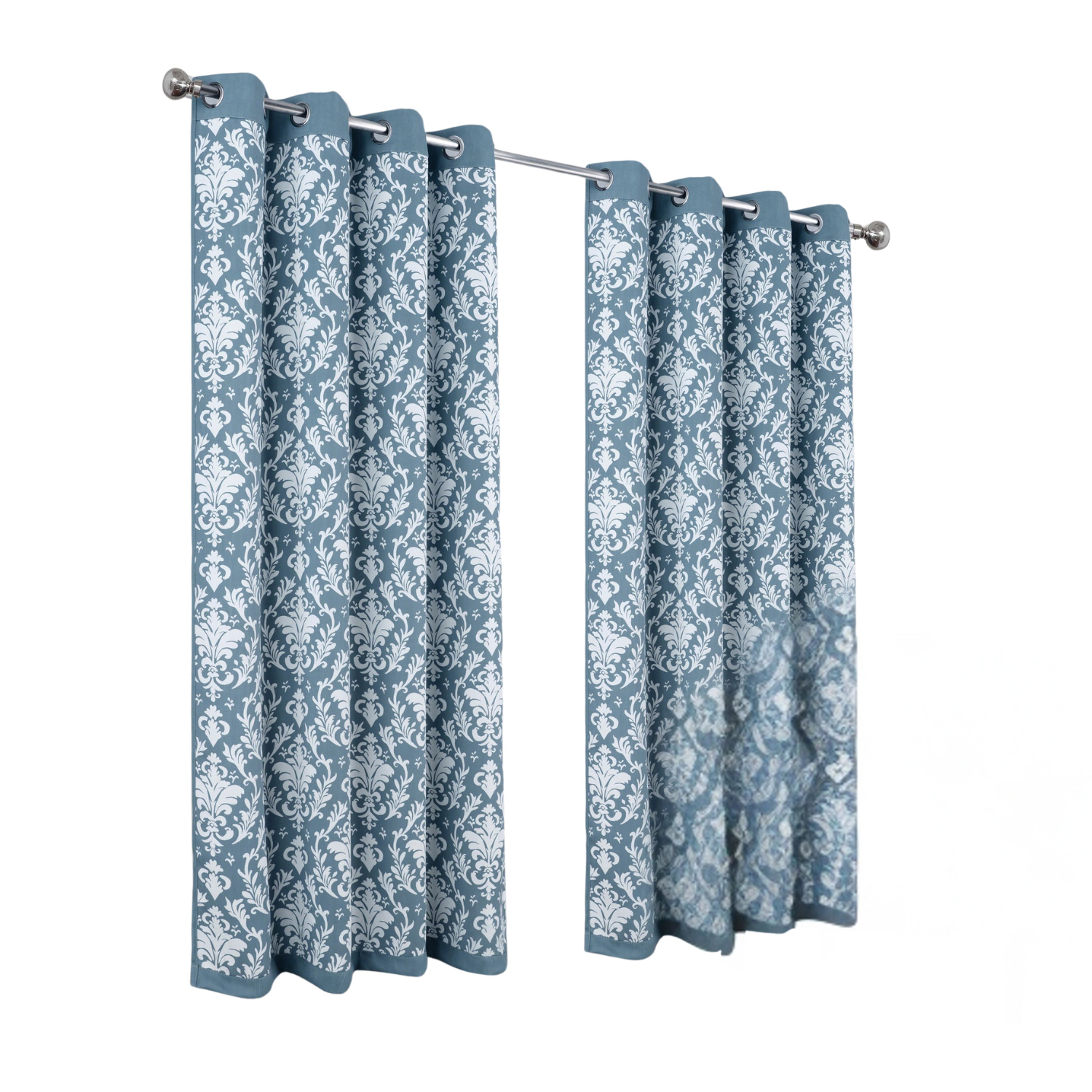 Olivia Gray 100% Polyester 190 GSM Cressida Reversible Blackout Grommet Curtain Panel 54" x 90" Blue