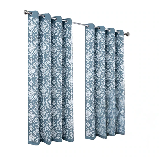 Olivia Gray 100% Polyester 190 GSM Cressida Reversible Blackout Grommet Curtain Panel 54" x 90" Blue