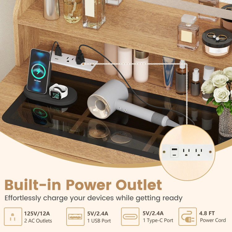 Hivvago Small Vanity Desk With Mirror And Lights For Bedroom