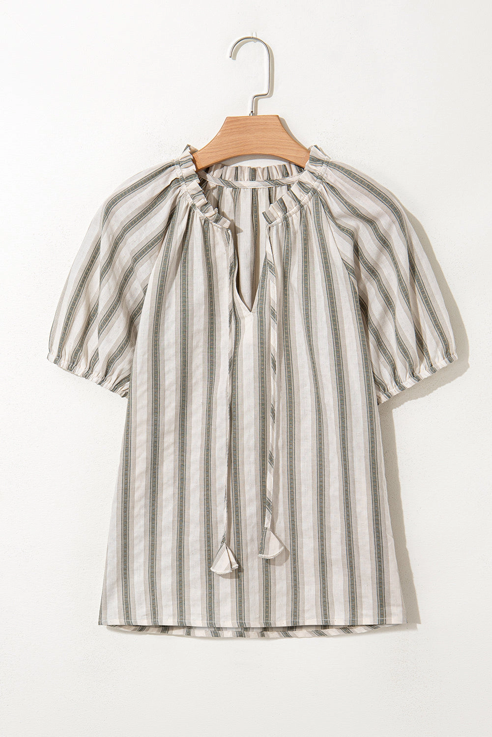 Threaded Pear Women's Lorelai Tie Short Sleeve Blouse
