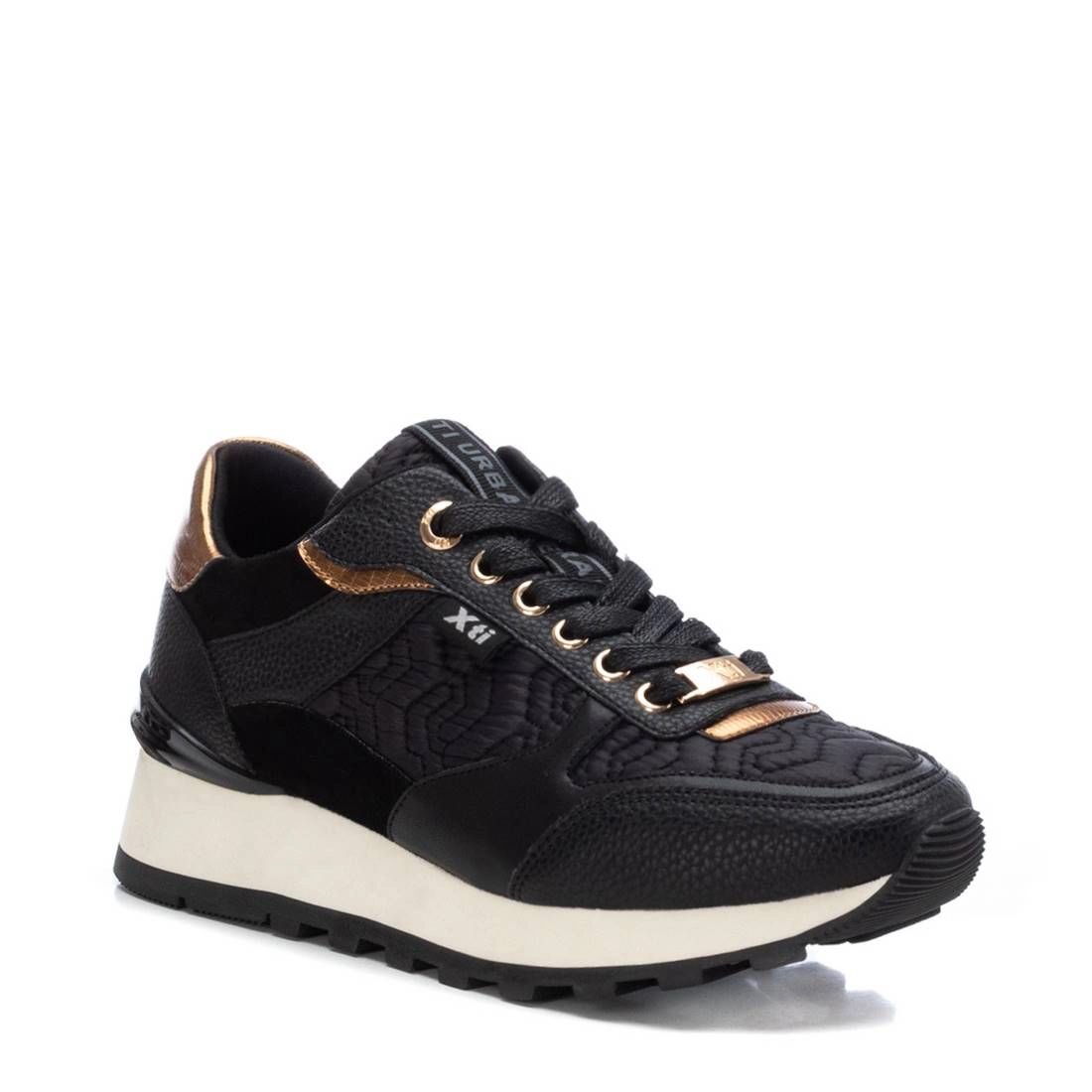 XTI Womens Wedge Sneakers Quilted Lace-Up