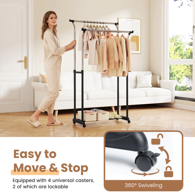 Hivvago Adjustable Height Clothing Rack with Dual Hanging Rods