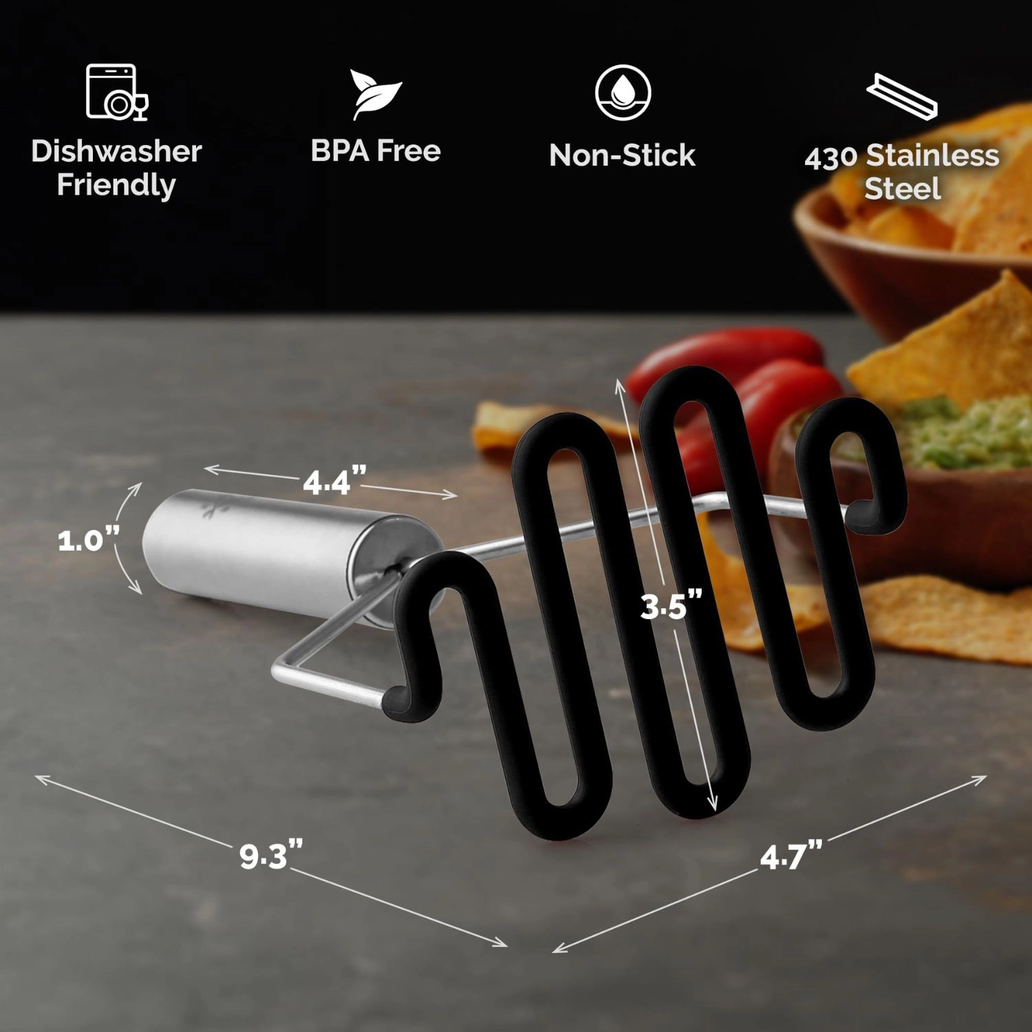 Zulay Kitchen Potato Masher with Premium Silicone Coated Stainless Steel Design