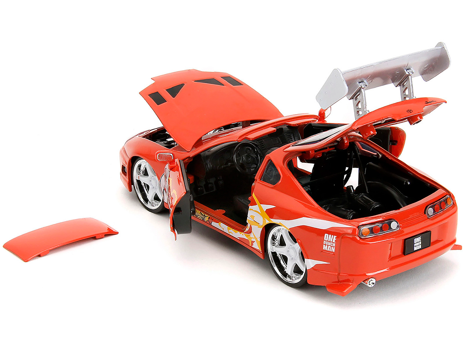 Jada 1995 Toyota Supra Red with Graphics and Saitama Diecast Figure "One Punch Man" (2015-2019) TV Series 1/24