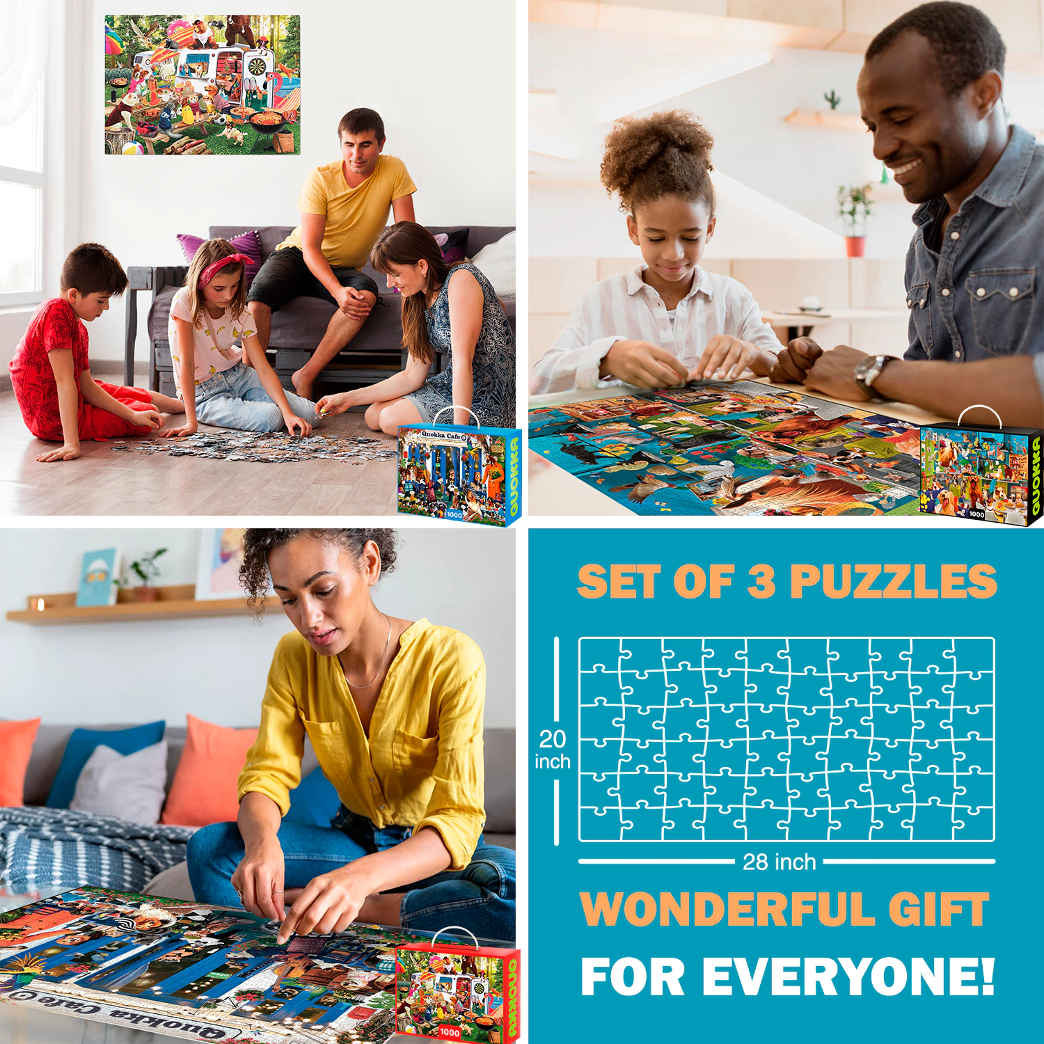 QUOKKA 1000-Piece Jigsaw Puzzle Collection for Adults, Travel, Animal & Fantasy Illustrated Scenes