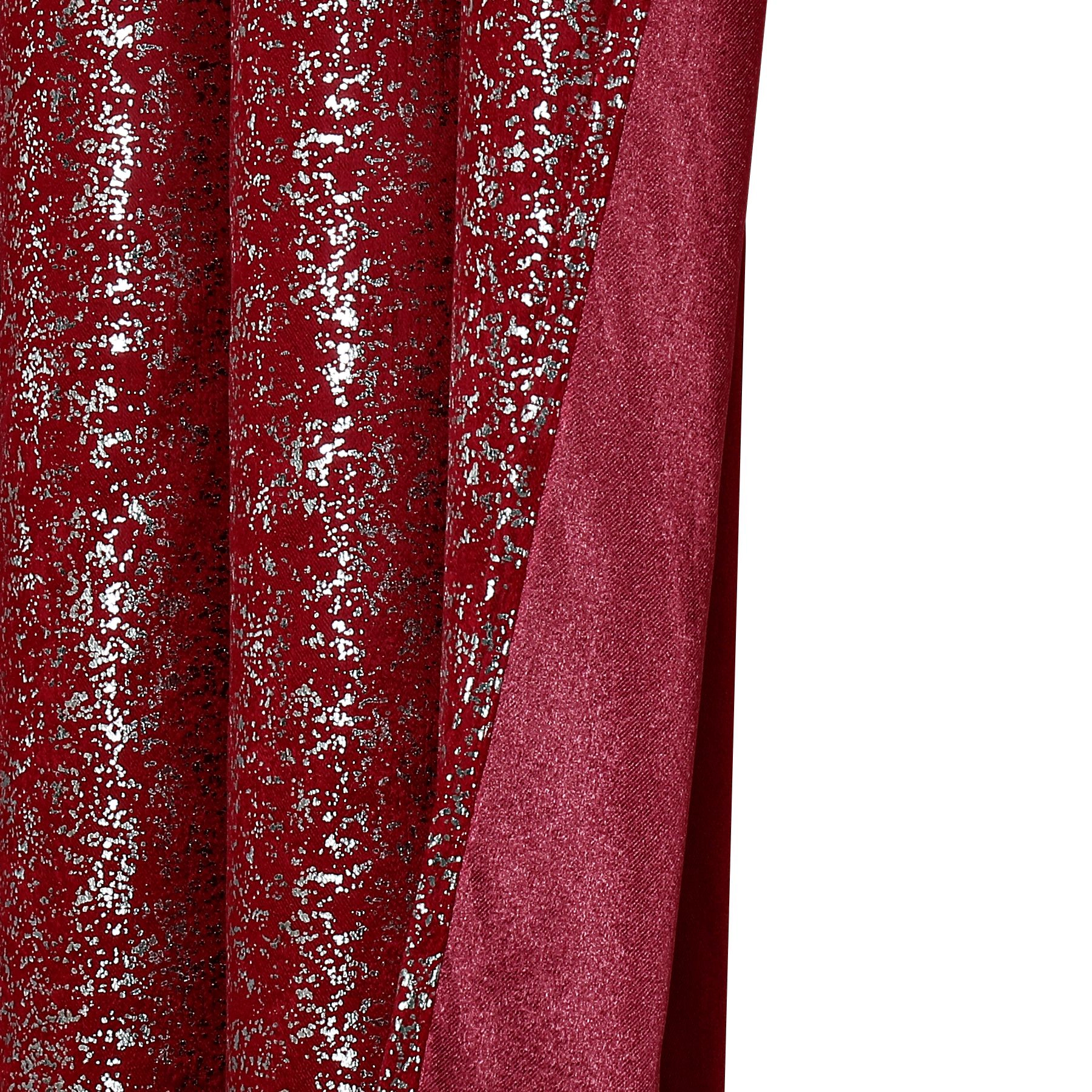 Kate Aurora 2 Piece Grommet Top Moroccan Sparkly Burgundy Red Light Reducing Window Curtain Panels - 84 in. Long