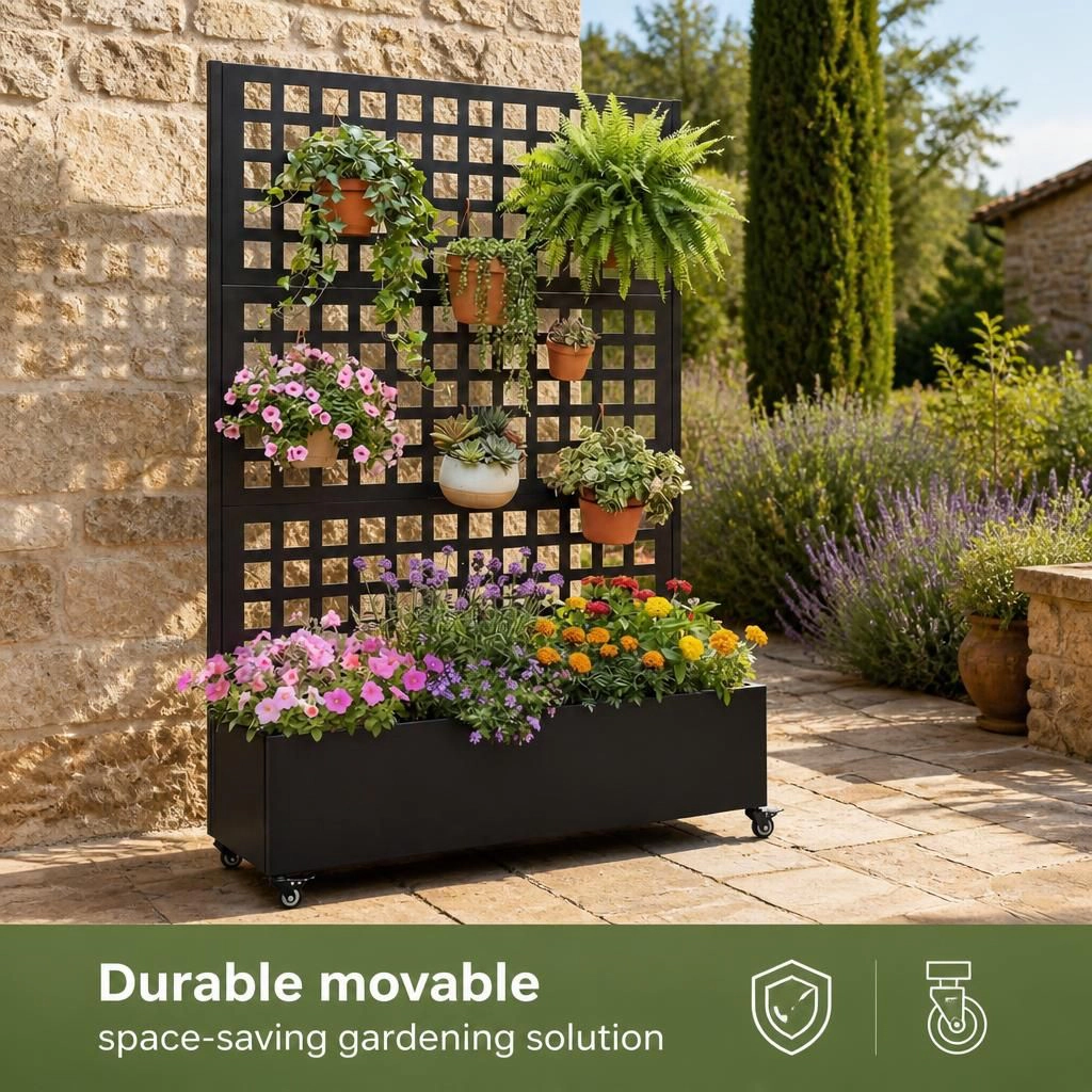 WOW PIONEER Tall Freestanding Metal Garden Planter