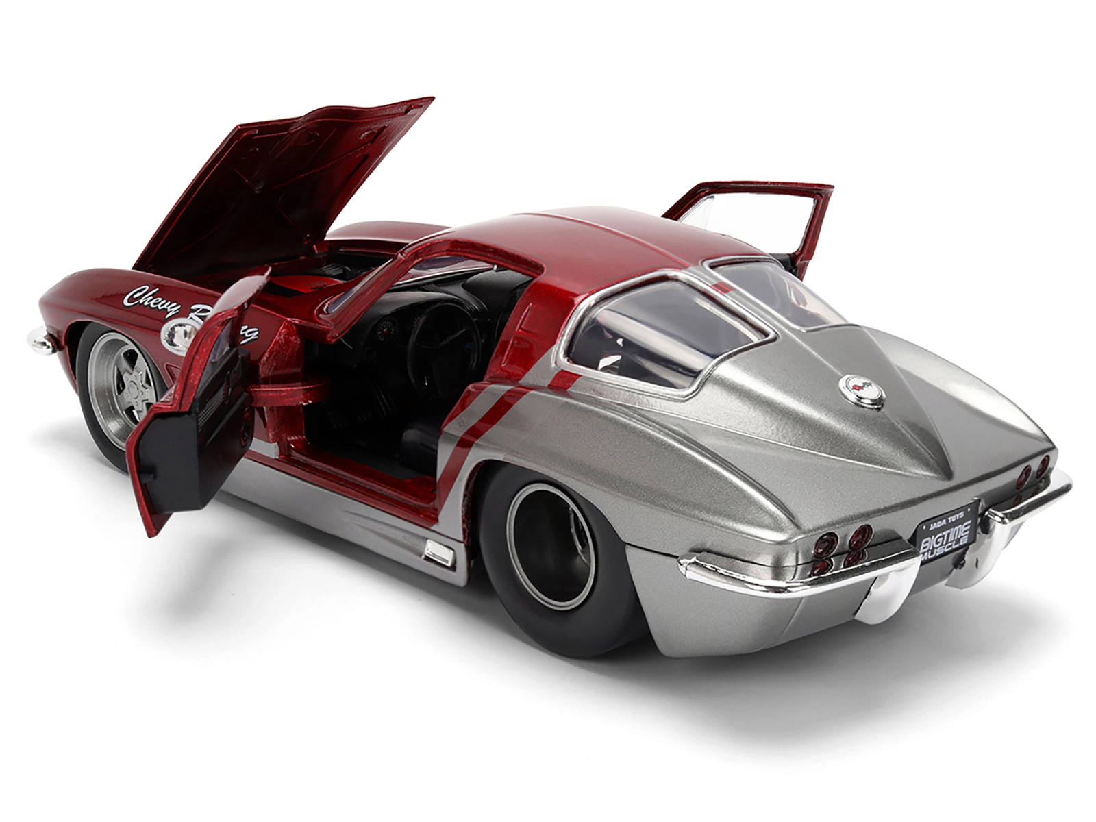 Jada 1963 Chevrolet Corvette Stingray "Chevy Racing" Red Metallic and Gray "Bigtime Muscle" Series 1/24