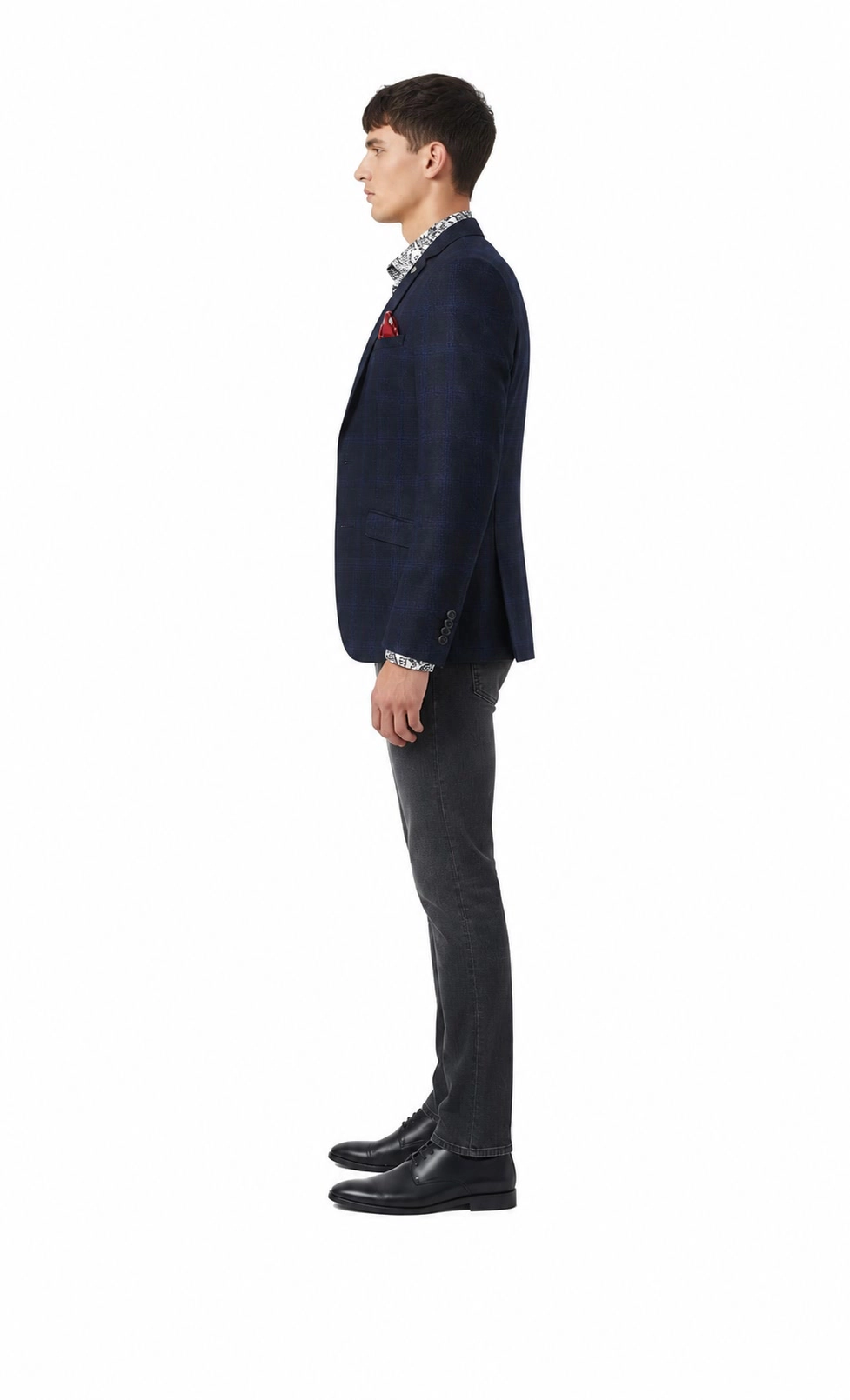 Elie Balleh Men's Slim Fit Plaid Single Breasted Blazer