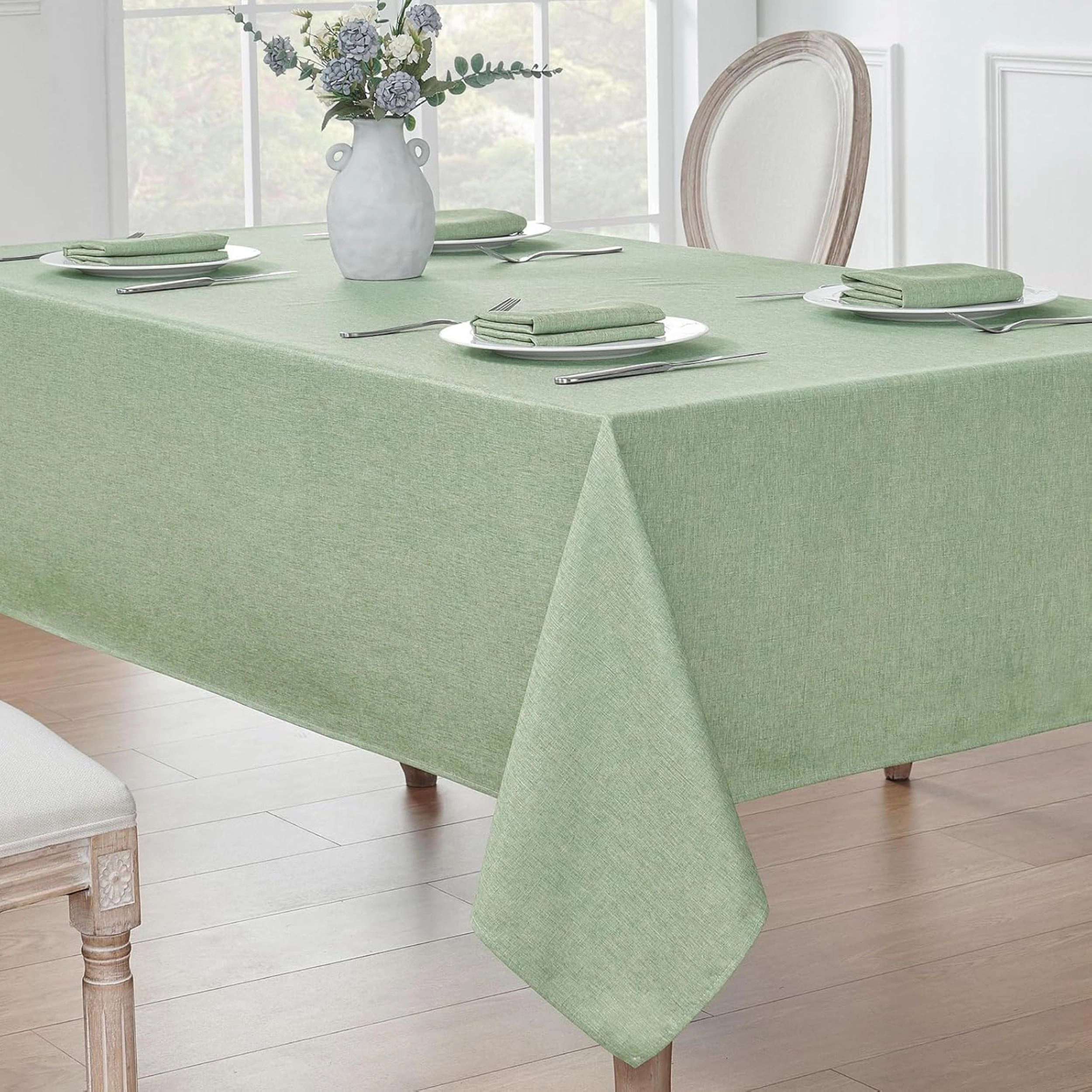 Stock Preferred Waterproof Linen Textured Rectangle Tablecloth 52 x 70 Inch
