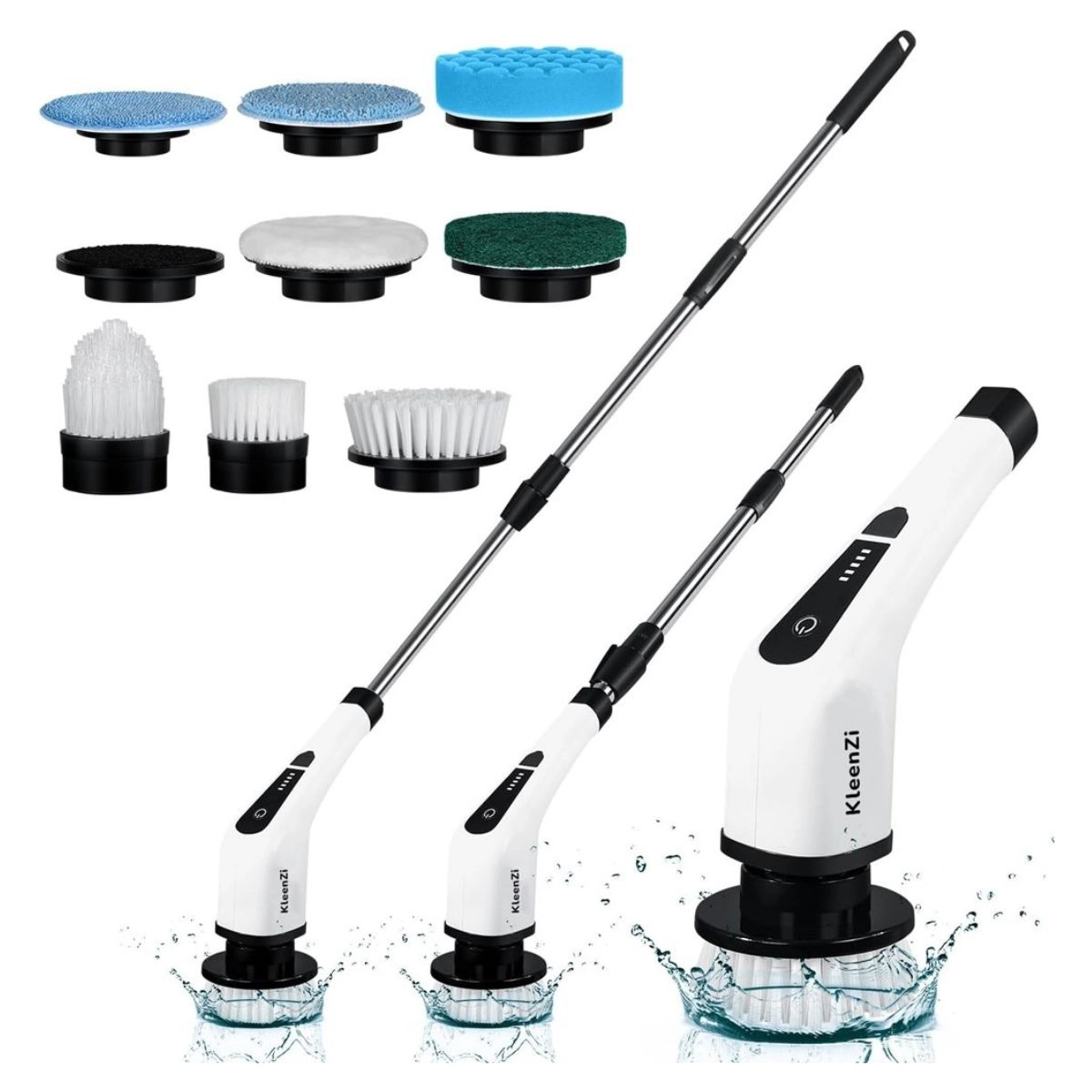 Luminuxe Electric Spin Scrubber Cleaning Brush 8 In 1 Shower Scrubber Adjustable Handle. For Windows, Bathrooms, Cars