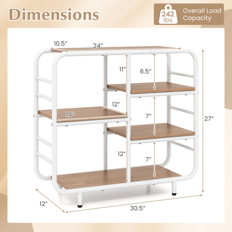 Hivvago 5-Tier Storage Organizer Open Book Shelf with Metal Frame