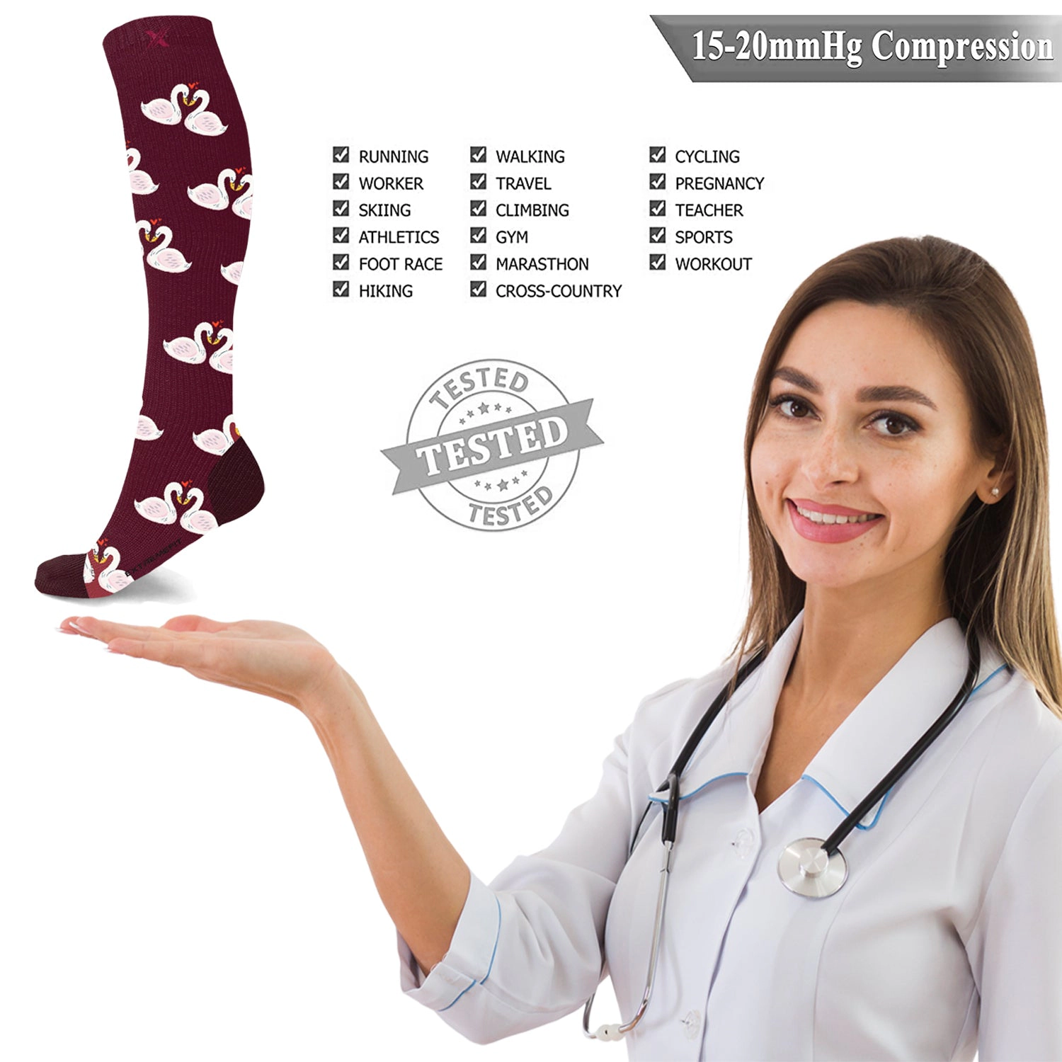 Extreme Fit Fun And Love Comfortable All Day Wear Compression Socks - 3 Pair