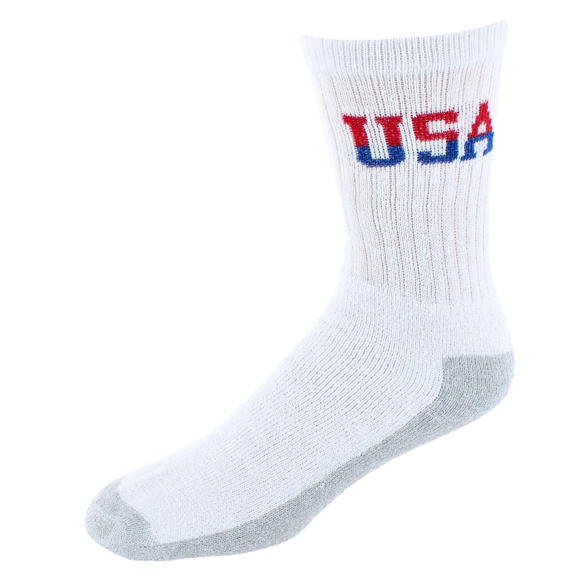 Power Club Men's Cotton Blend USA Crew Sport Socks (4 Pairs)