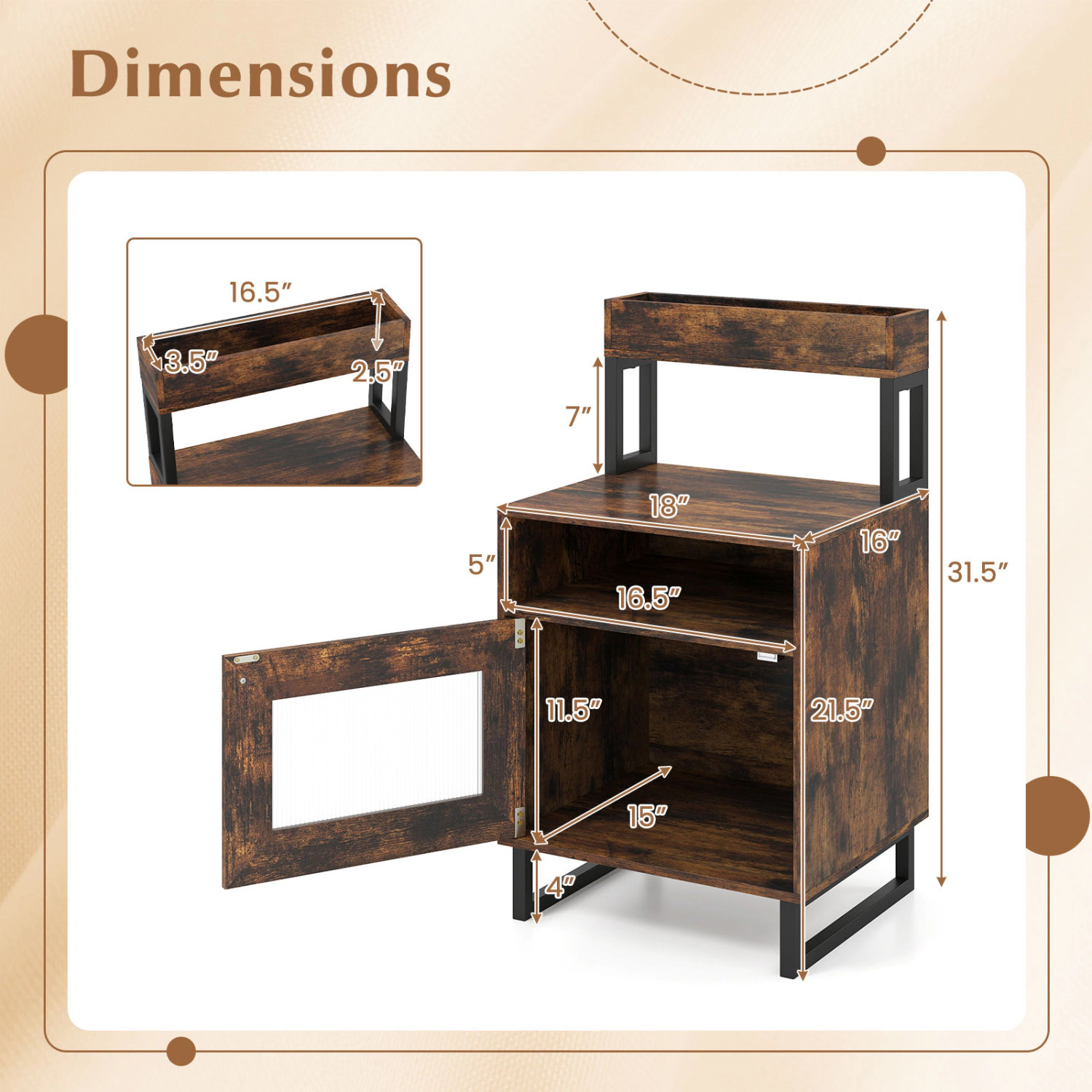 Glintex 31.5-Inch LED Nightstand with Top Tray Side Cabinet and 88-Lb Tabletop
