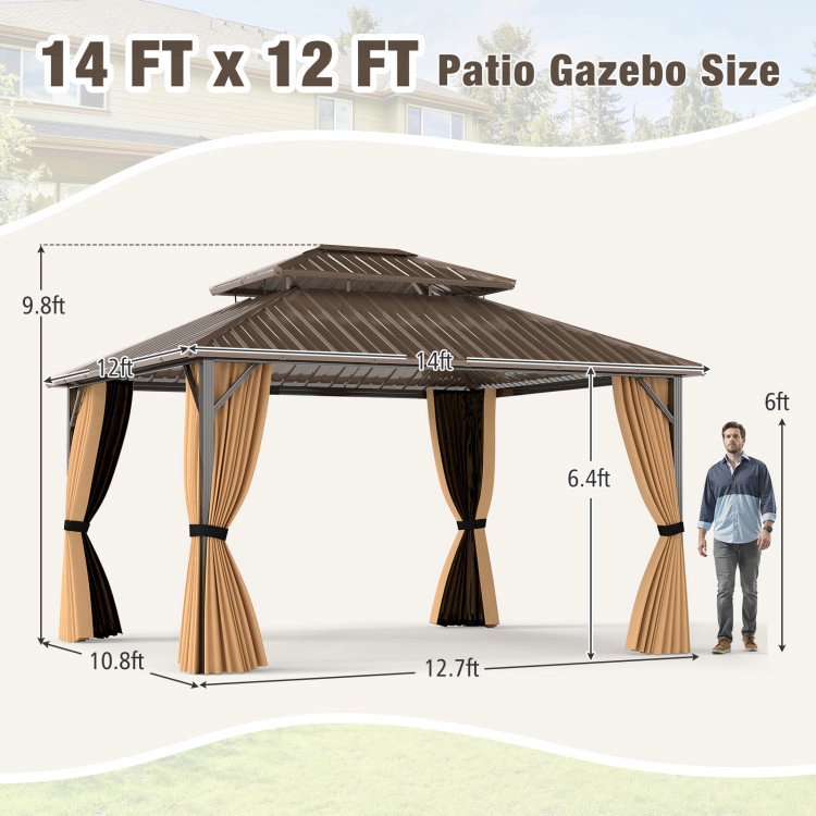 Hivvago 14 x 12 FT Hardtop Gazebo Outdoor Pergola for Patio Garden Deck Lawn Backyard Party Tent