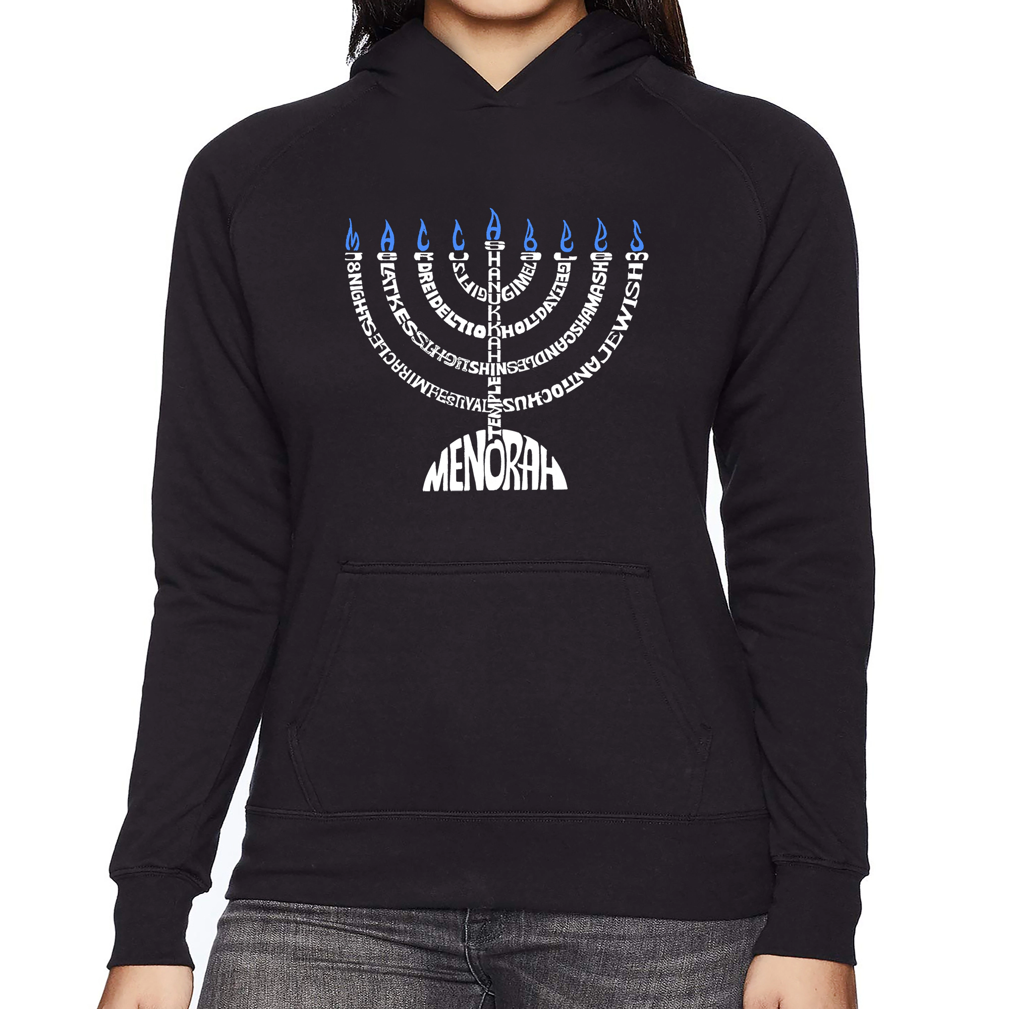 LA Pop Art Menorah - Women's Word Hooded Sweatshirt