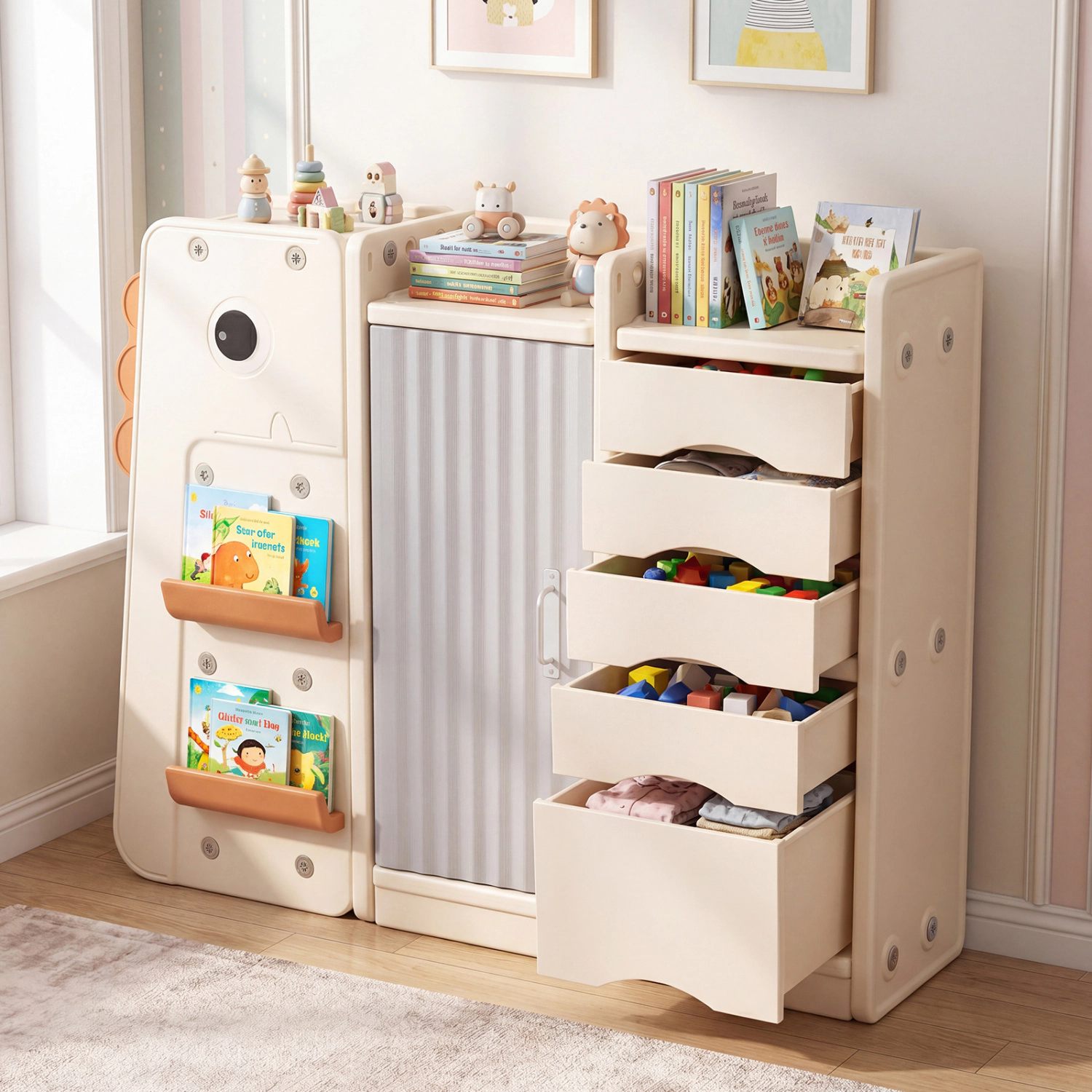 Hivvago Kids Toy Storage Organizer with Removable Bins