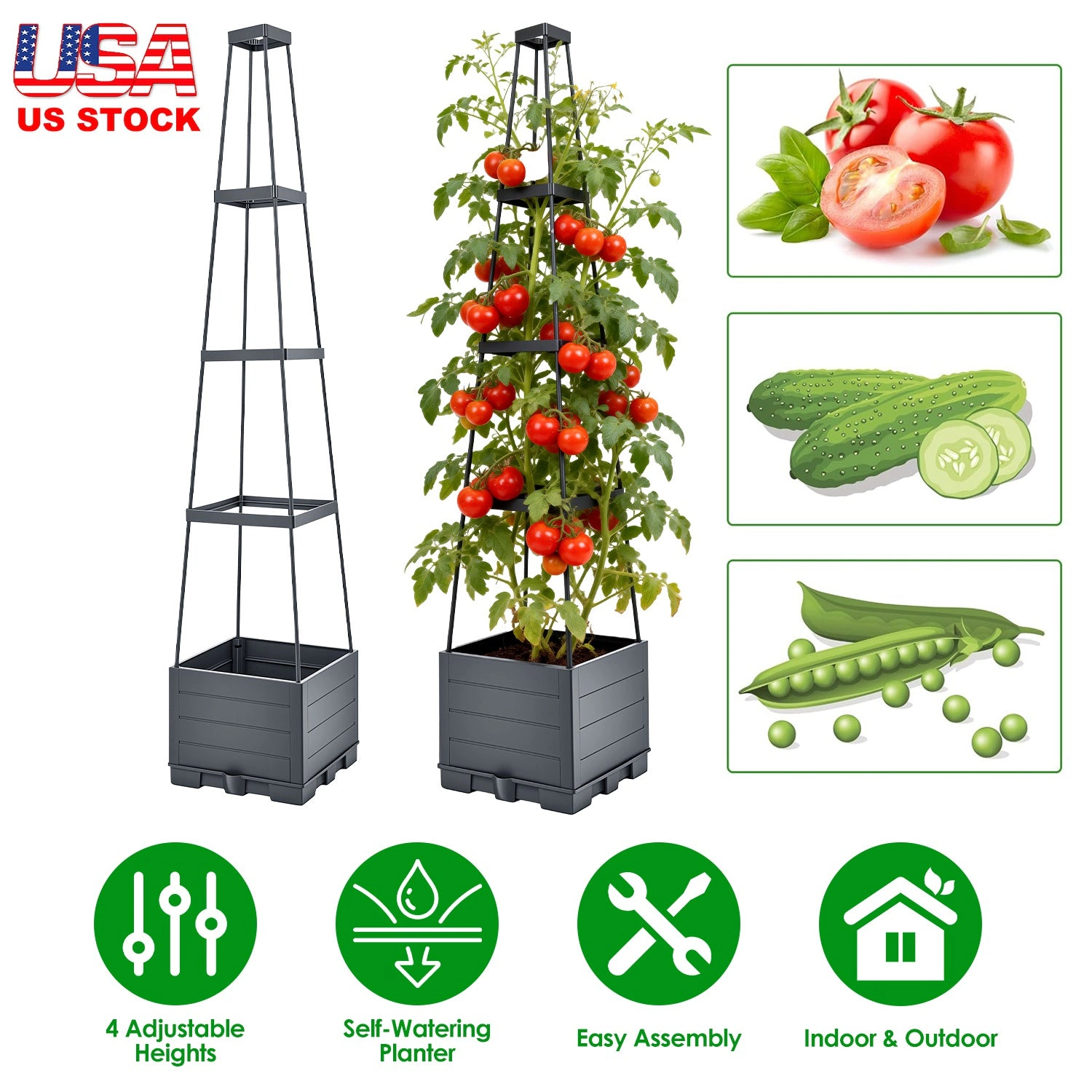 GBruno Self-Watering Raised Garden Bed With Trellis