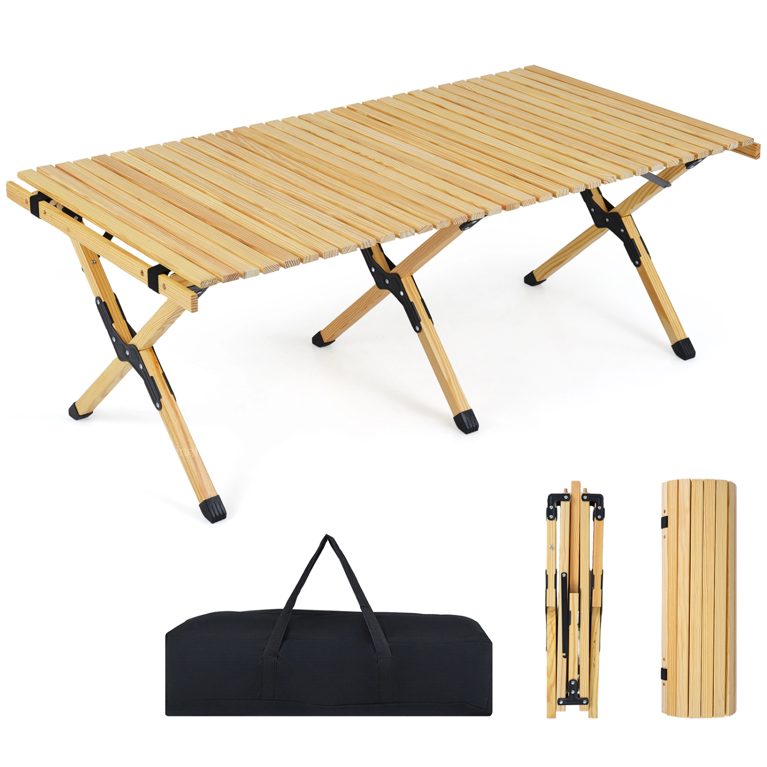 LJG 48 Inch Folding Camping Table with Carry Bag for Backyard