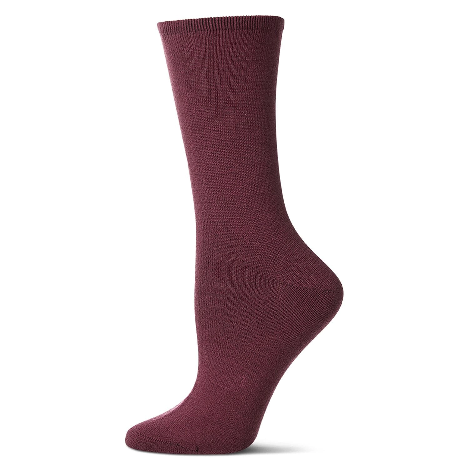 Women's Solid Soft Flat Knit Cashmere Blend Crew Sock