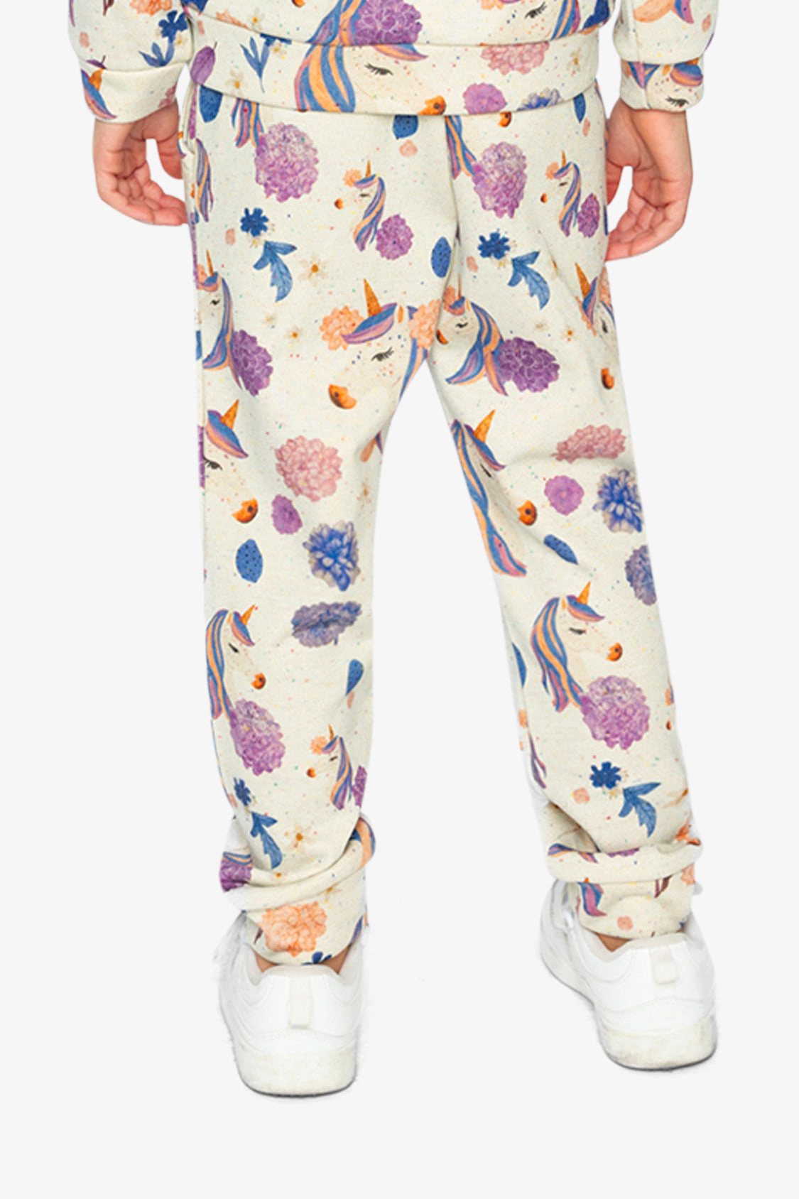 Deux par Deux Girls Unicorn Print French Terry Sweatpants