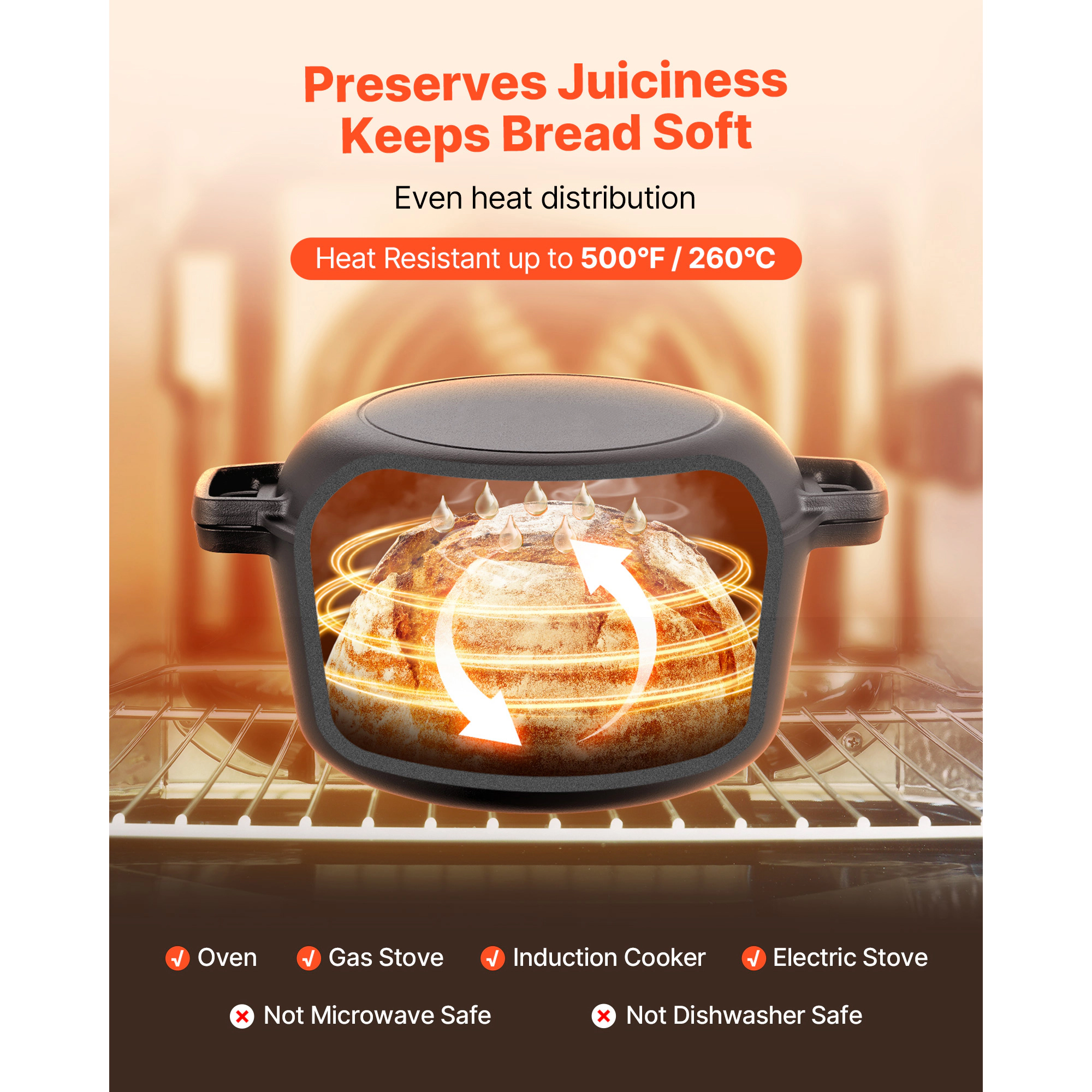HONGGE Enameled Cast Iron Dutch Oven Pot with Lid and Dual Handles Heavy-Duty Durable Cookware Pan Oven Induction