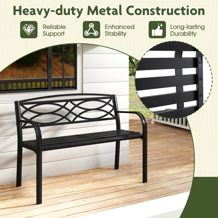 Hivvago Garden Bench With Curved Armrests And Backrest