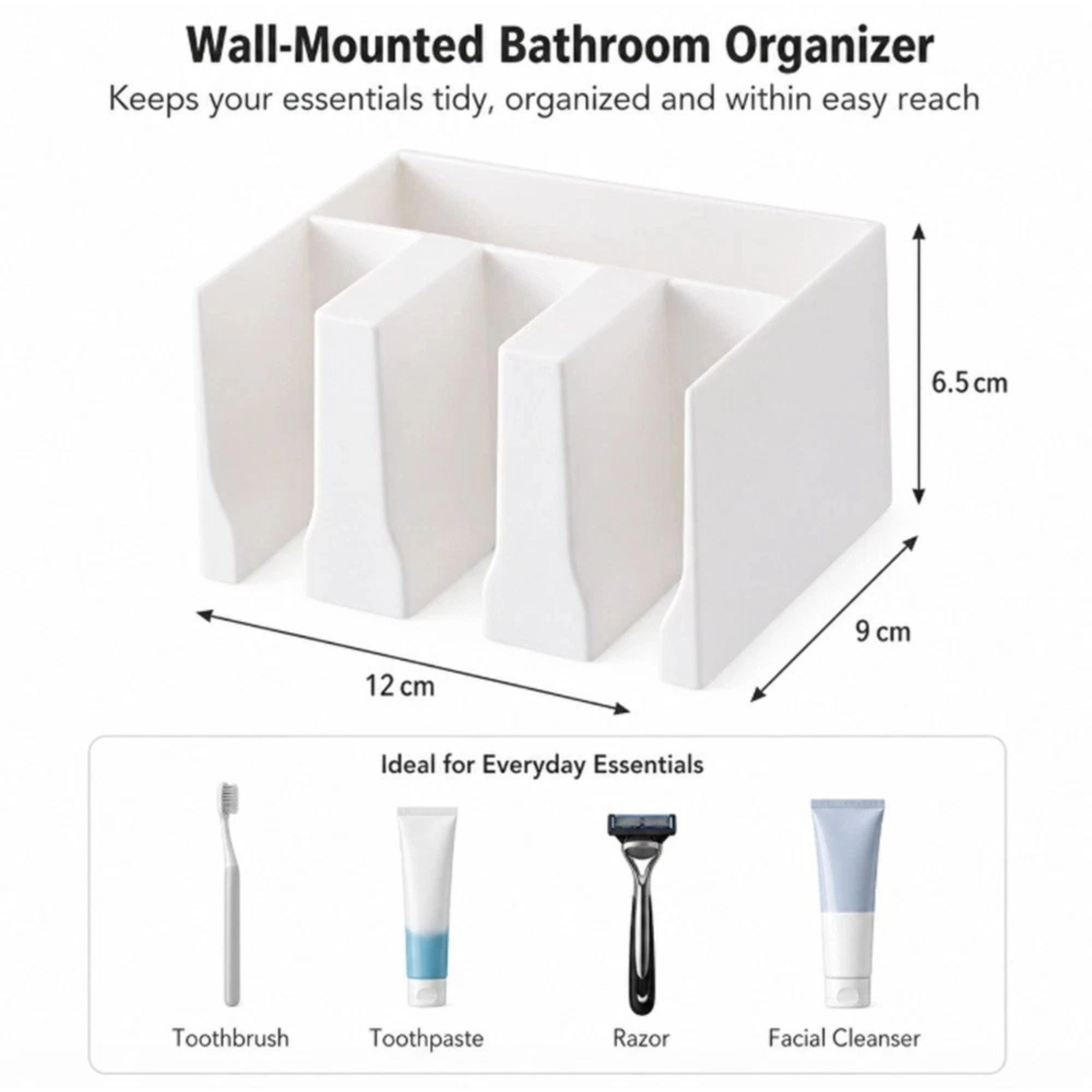 Home Collection Wall Mounted Toothpaste Holder Rack No-Drill Bathroom Organizer