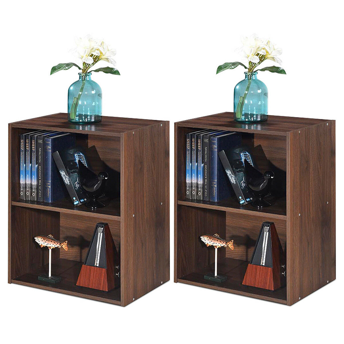 Costway 2PCS 2-Cube Bookcase with Adjustable Shelf Freestanding